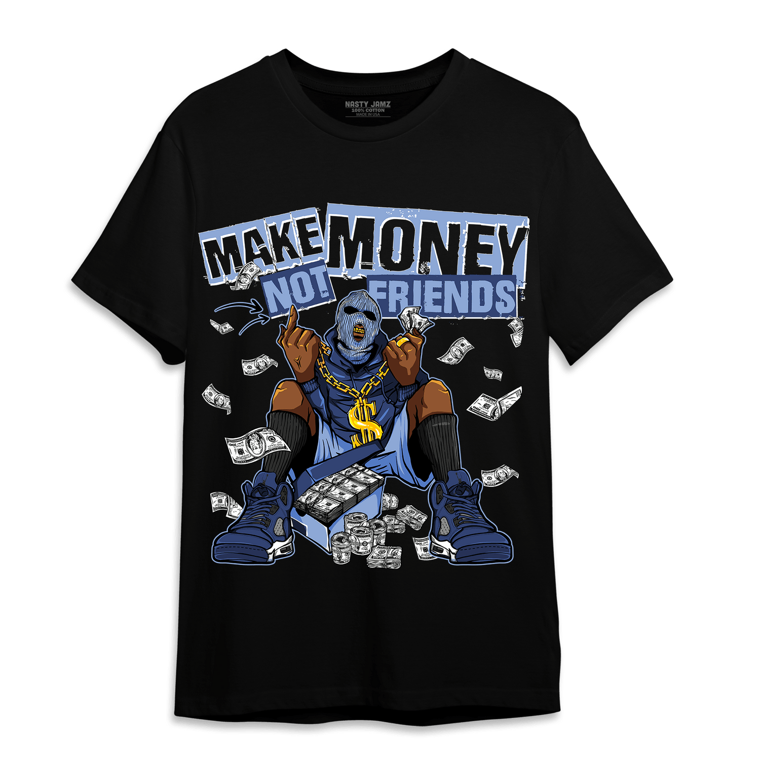Midnight Navy 5s T Shirt Match Make Money Not Friends - NastyJamz