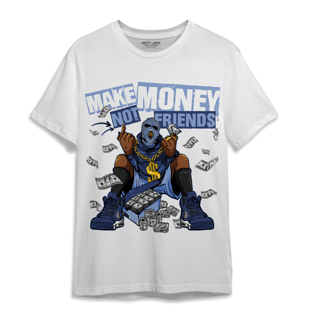 Midnight Navy 5s T Shirt Match Make Money Not Friends - NastyJamz