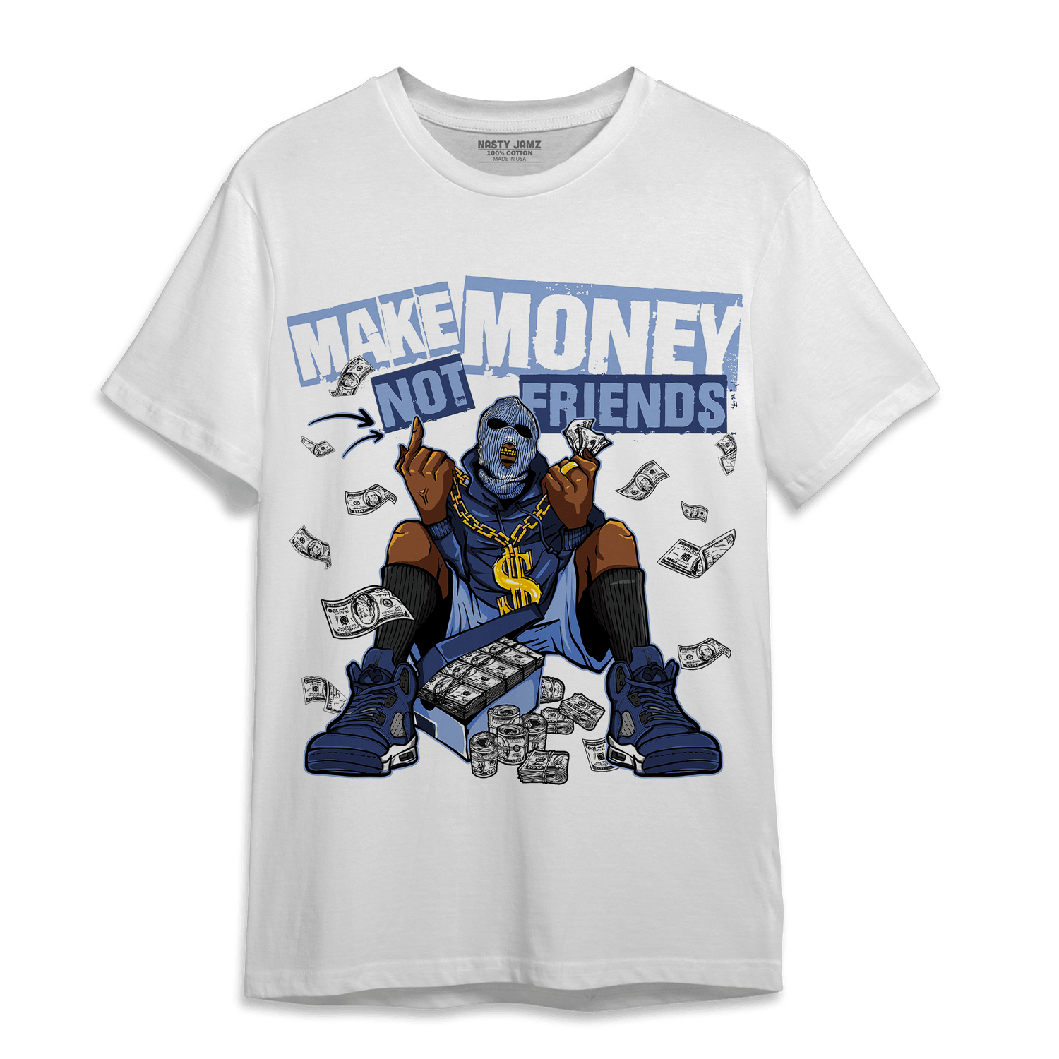 Midnight Navy 5s T Shirt Match Make Money Not Friends - NastyJamz