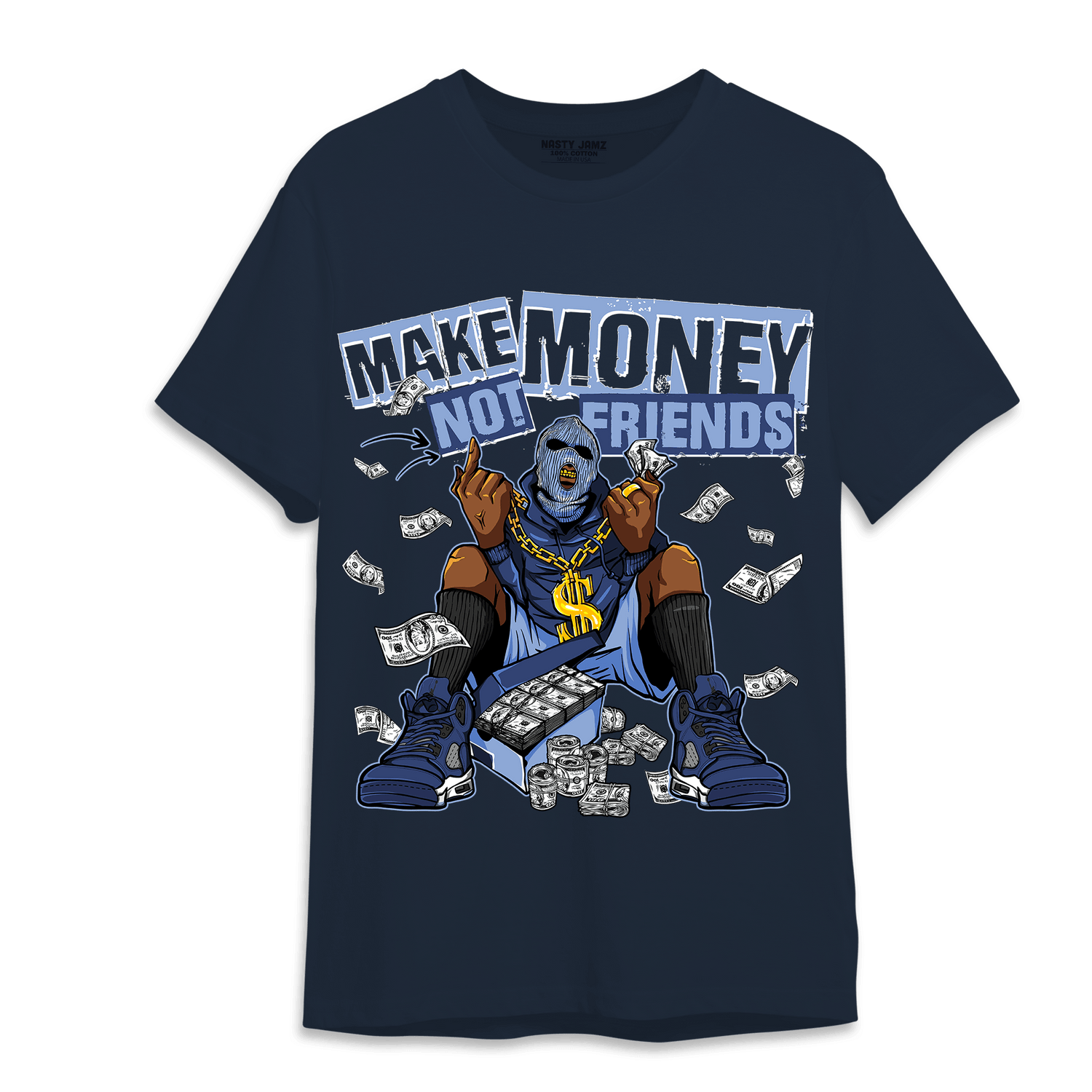 Midnight Navy 5s T Shirt Match Make Money Not Friends - NastyJamz