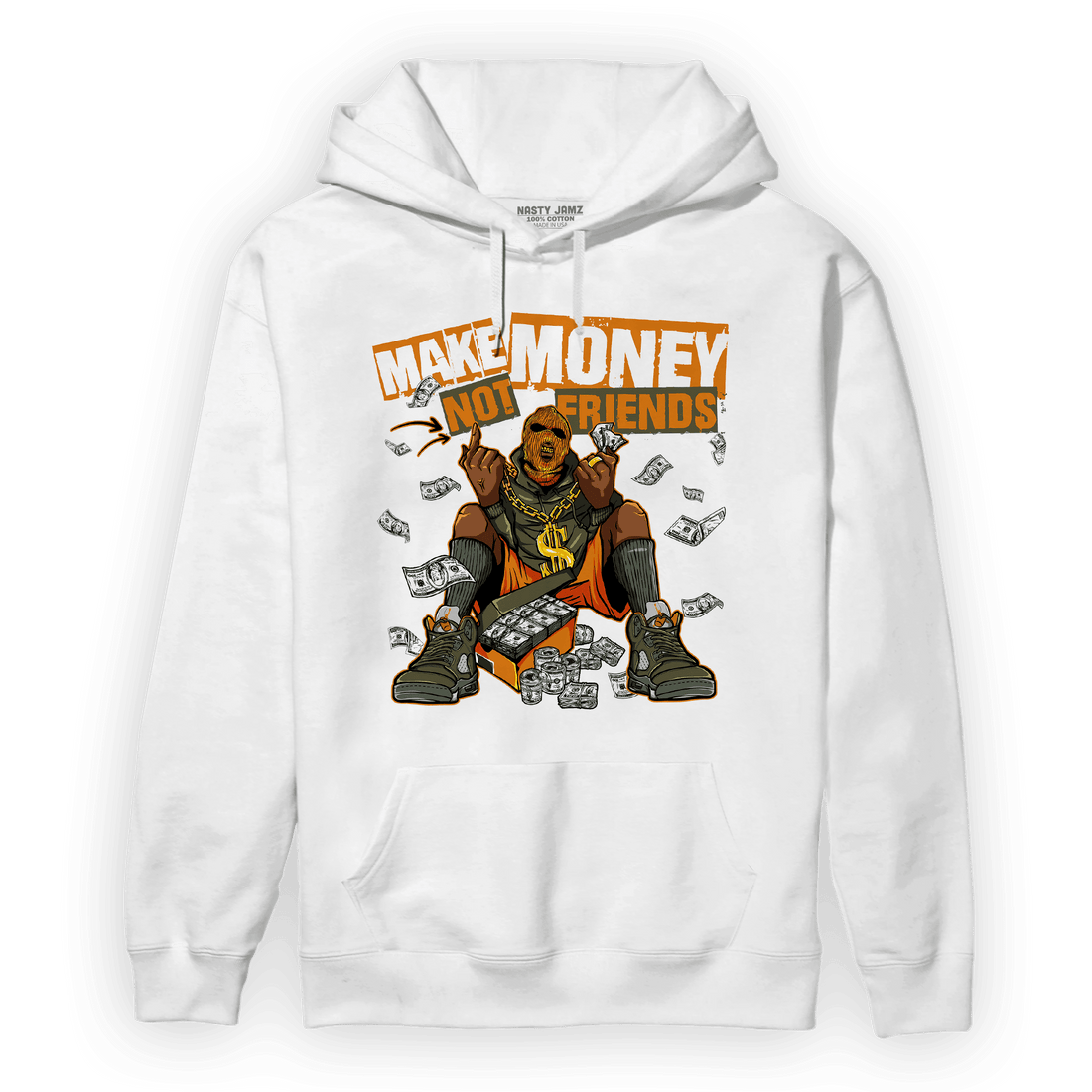 Olive 5s Hoodie Match Make Money Not Friends - NastyJamz