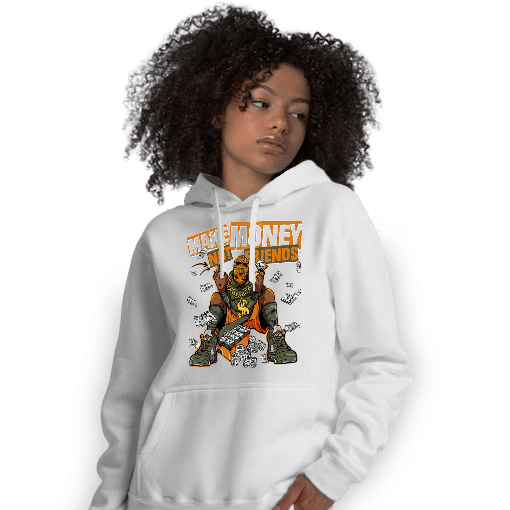 Olive 5s Hoodie Match Make Money Not Friends - NastyJamz