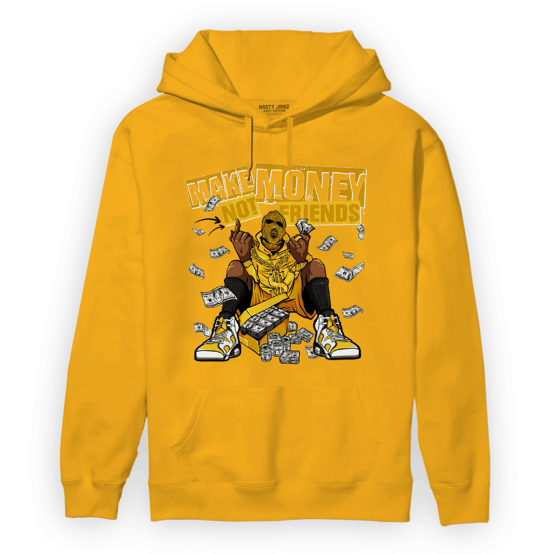 Yellow Ochre 6s Hoodie Match Make Money Not Friends - NastyJamz