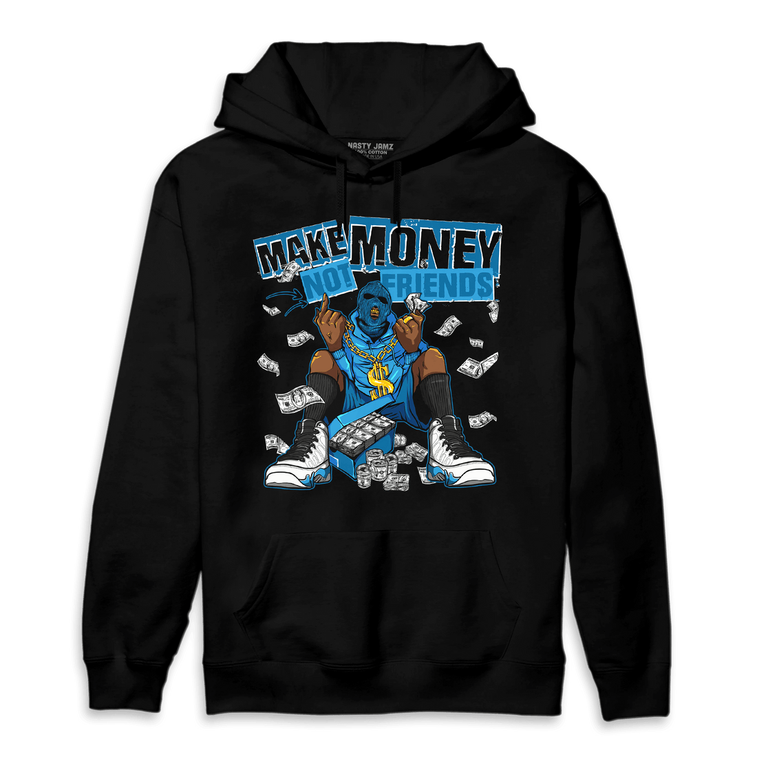 Powder Blue 9s Hoodie Match Make Money Not Friends - NastyJamz