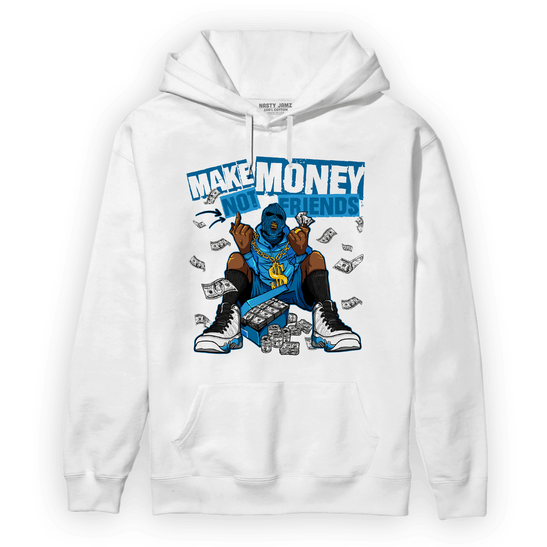 Powder Blue 9s Hoodie Match Make Money Not Friends - NastyJamz