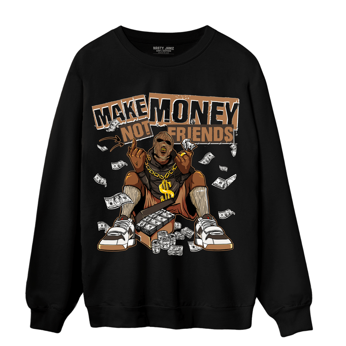 Jumpman Jack Sweatshirt Match Make Money Not Friends - NastyJamz