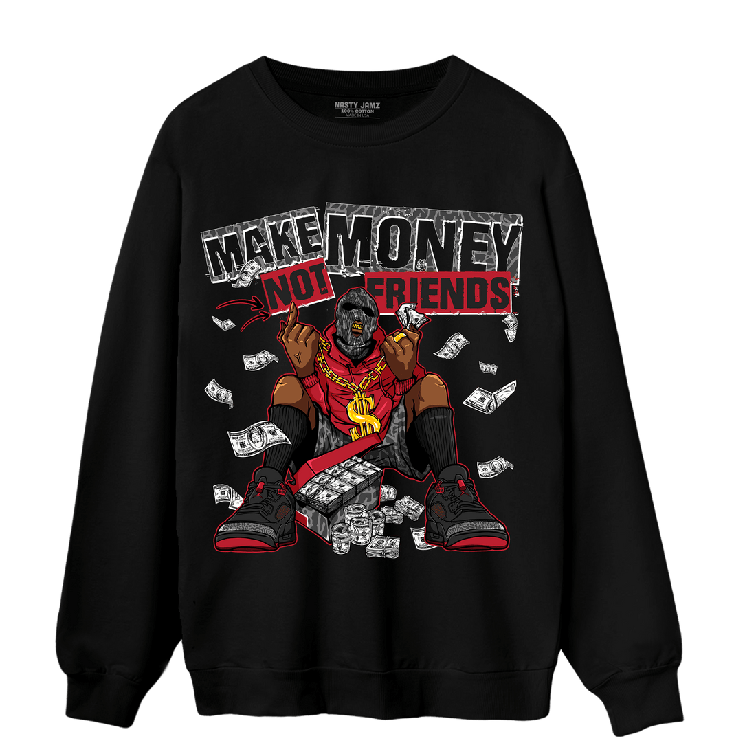 Spizike Low Bred Sweatshirt Match Make Money Not Friends - NastyJamz