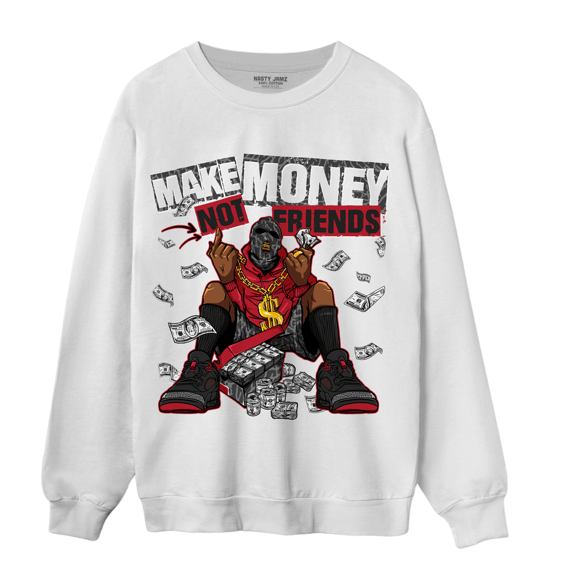 Spizike Low Bred Sweatshirt Match Make Money Not Friends - NastyJamz