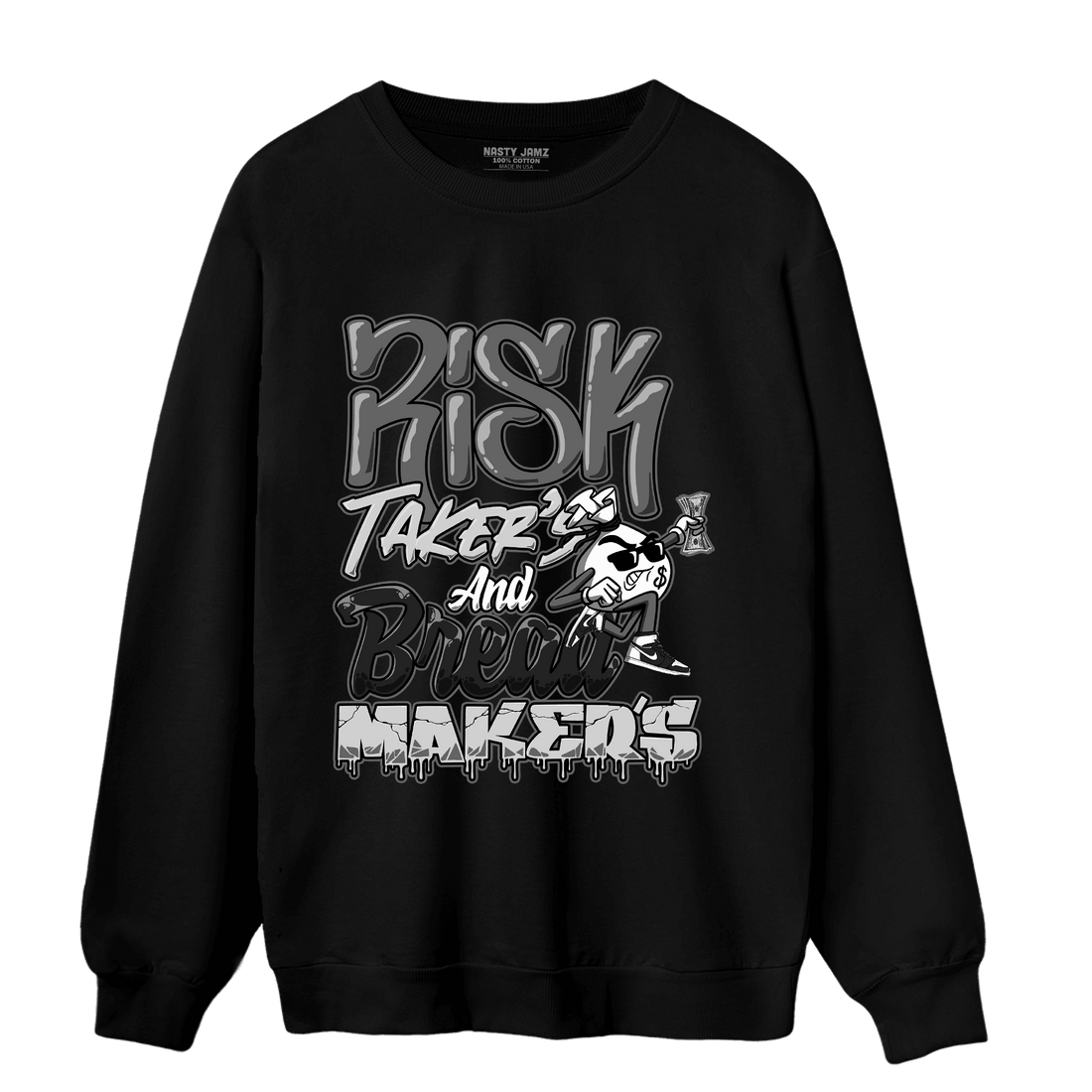 Retro High OG Black White 1s Sweatshirt Match Making Our Bread - NastyJamz