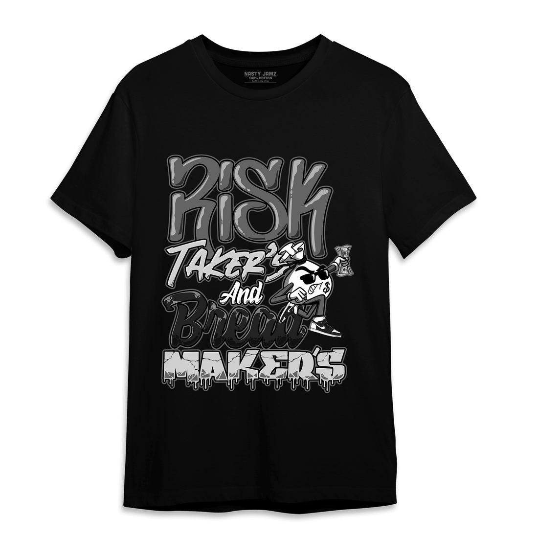 Retro High OG Black White 1s T Shirt Match Making Our Bread - NastyJamz