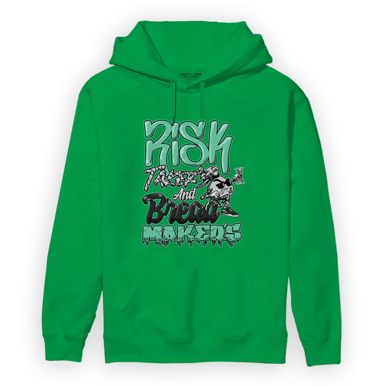 Green Glow 3s Hoodie Match Making Our Bread - NastyJamz