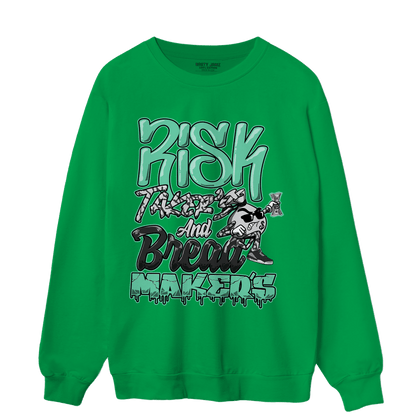 Green Glow 3s Sweatshirt Match Making Our Bread - NastyJamz