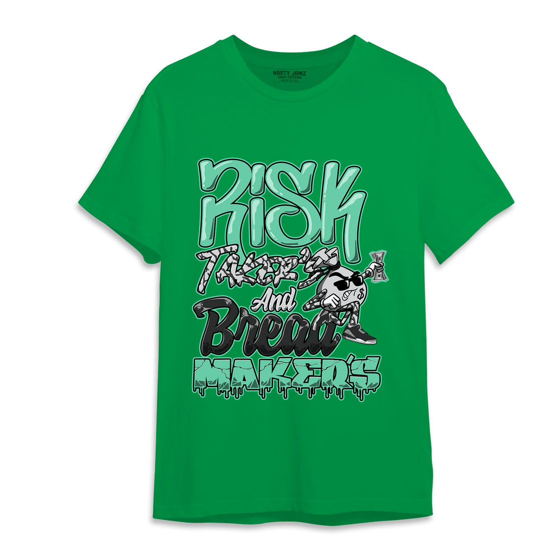 Green Glow 3s T Shirt Match Making Our Bread - NastyJamz