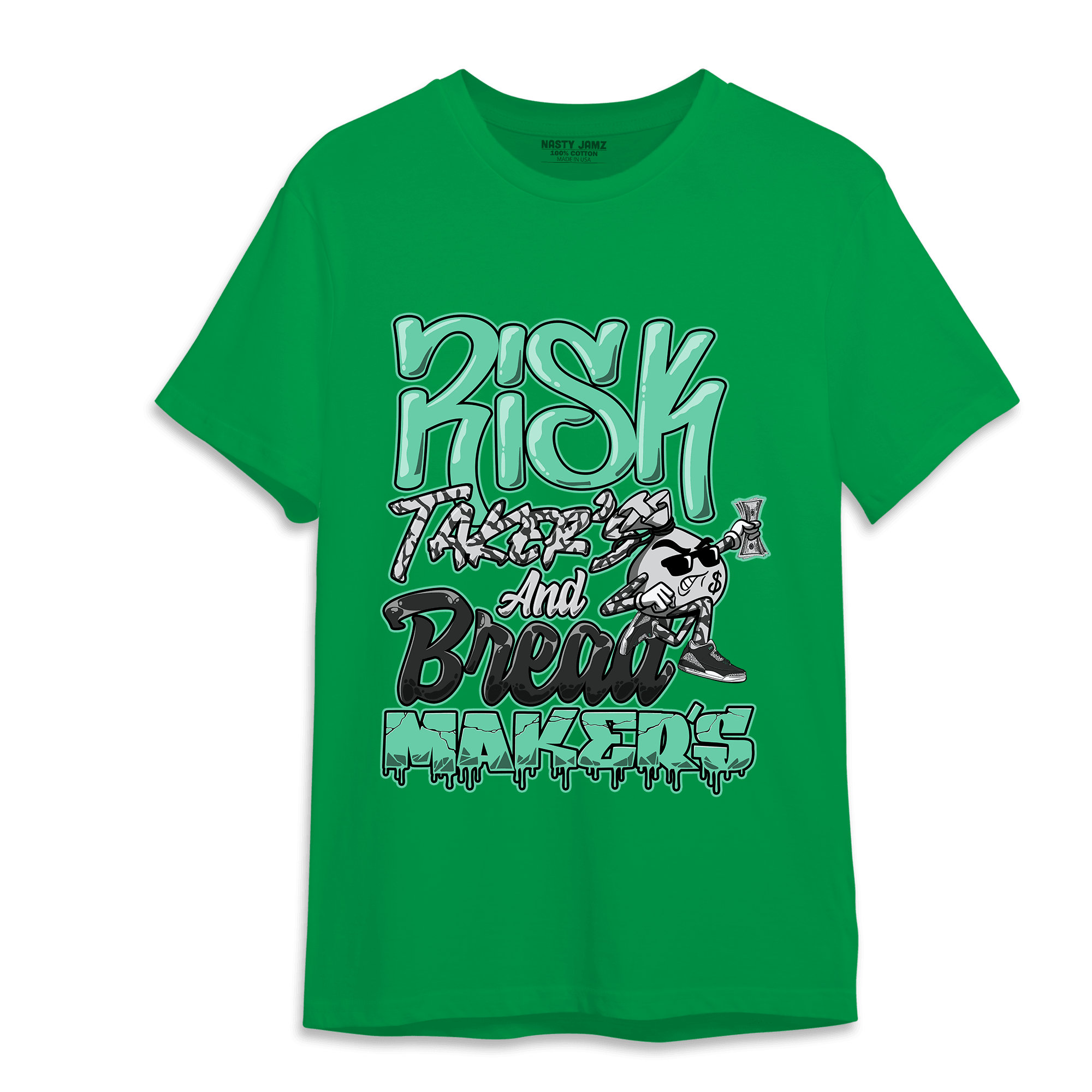 Green Glow 3s T Shirt Match Making Our Bread - NastyJamz