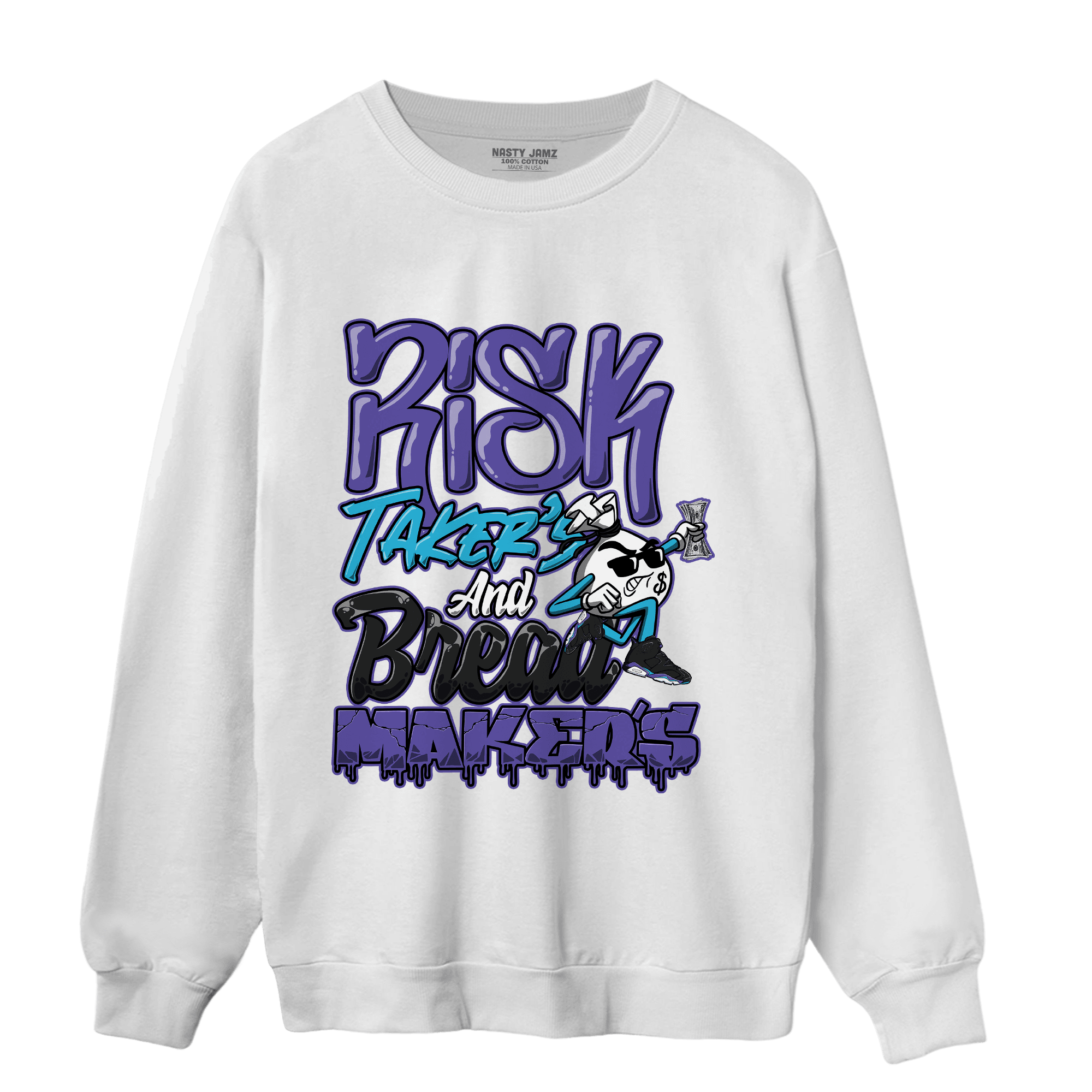 Aqua 6s Sweatshirt Match Making Our Bread - NastyJamz