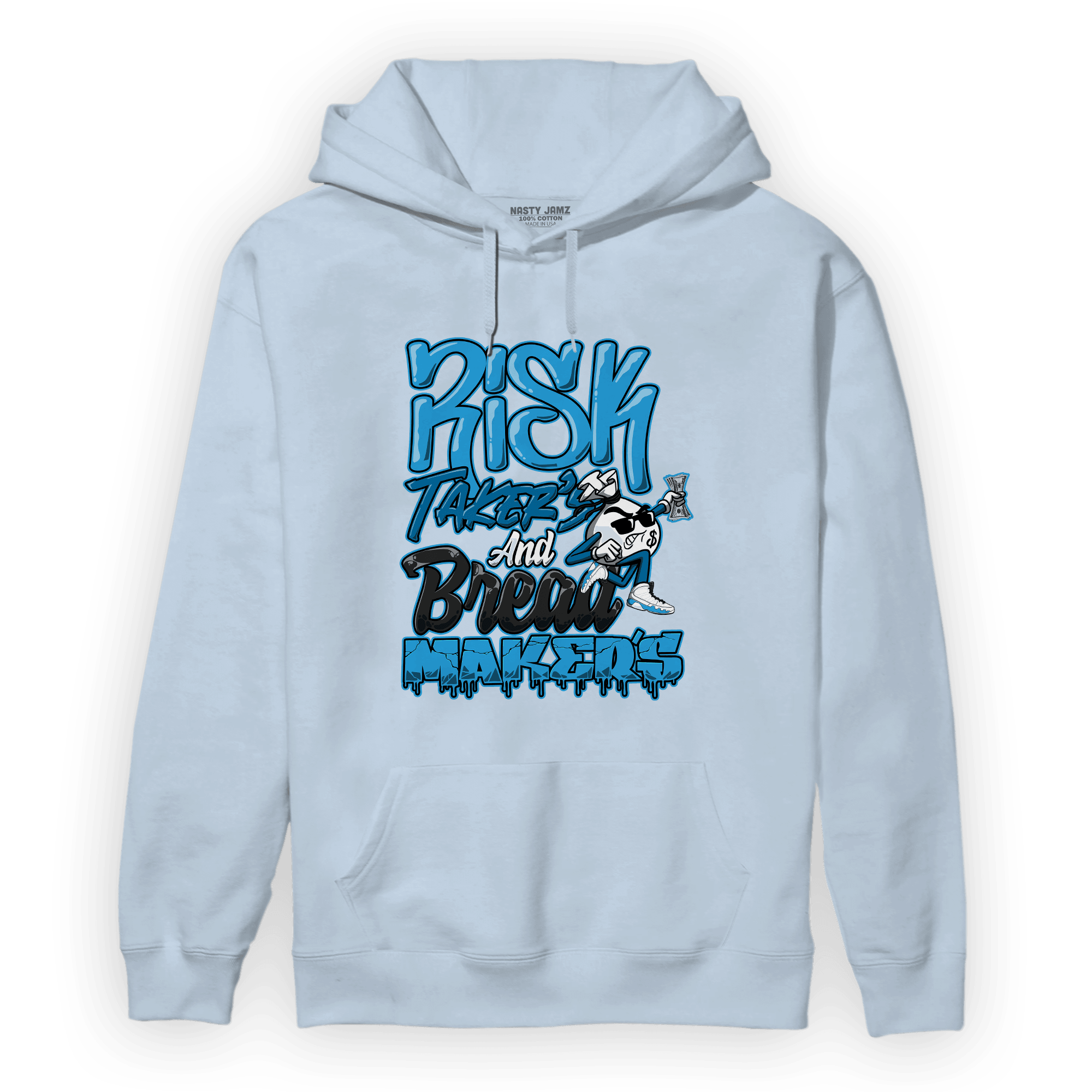 Powder Blue 9s Hoodie Match Making Our Bread - NastyJamz