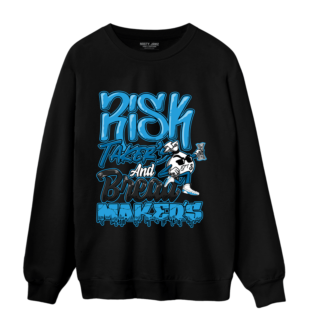 Powder Blue 9s Sweatshirt Match Making Our Bread - NastyJamz