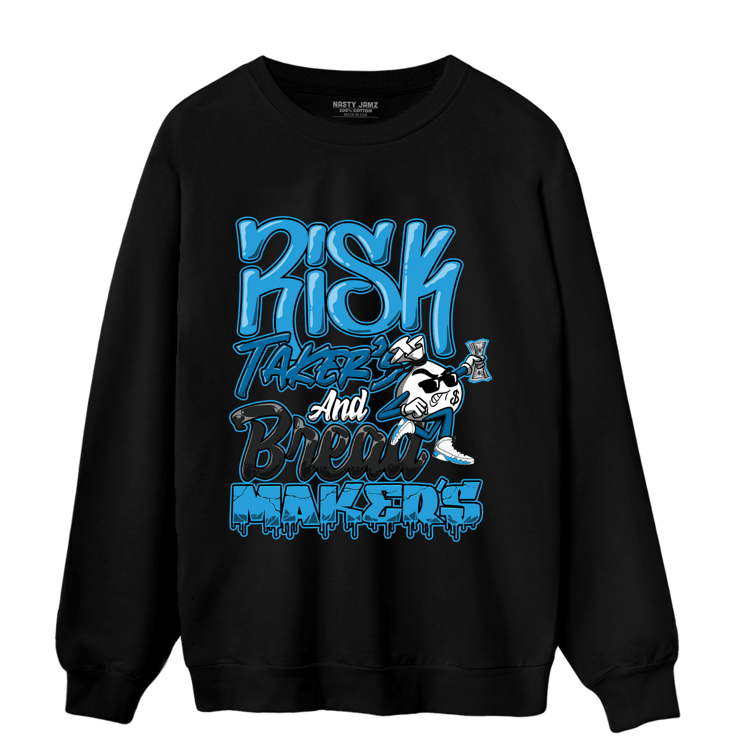 Powder Blue 9s Sweatshirt Match Making Our Bread - NastyJamz