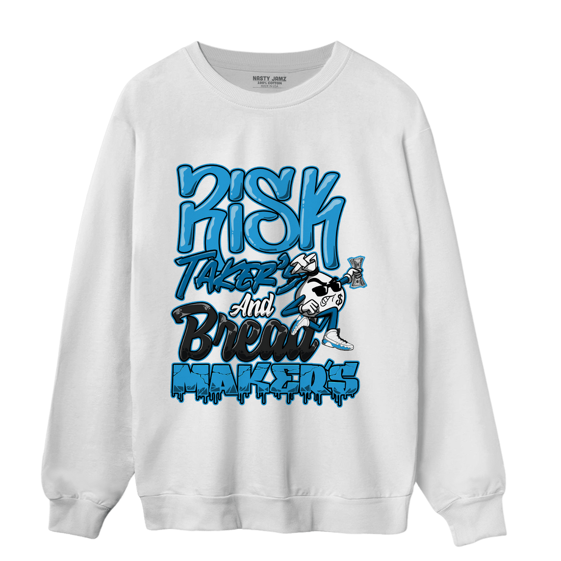 Powder Blue 9s Sweatshirt Match Making Our Bread - NastyJamz