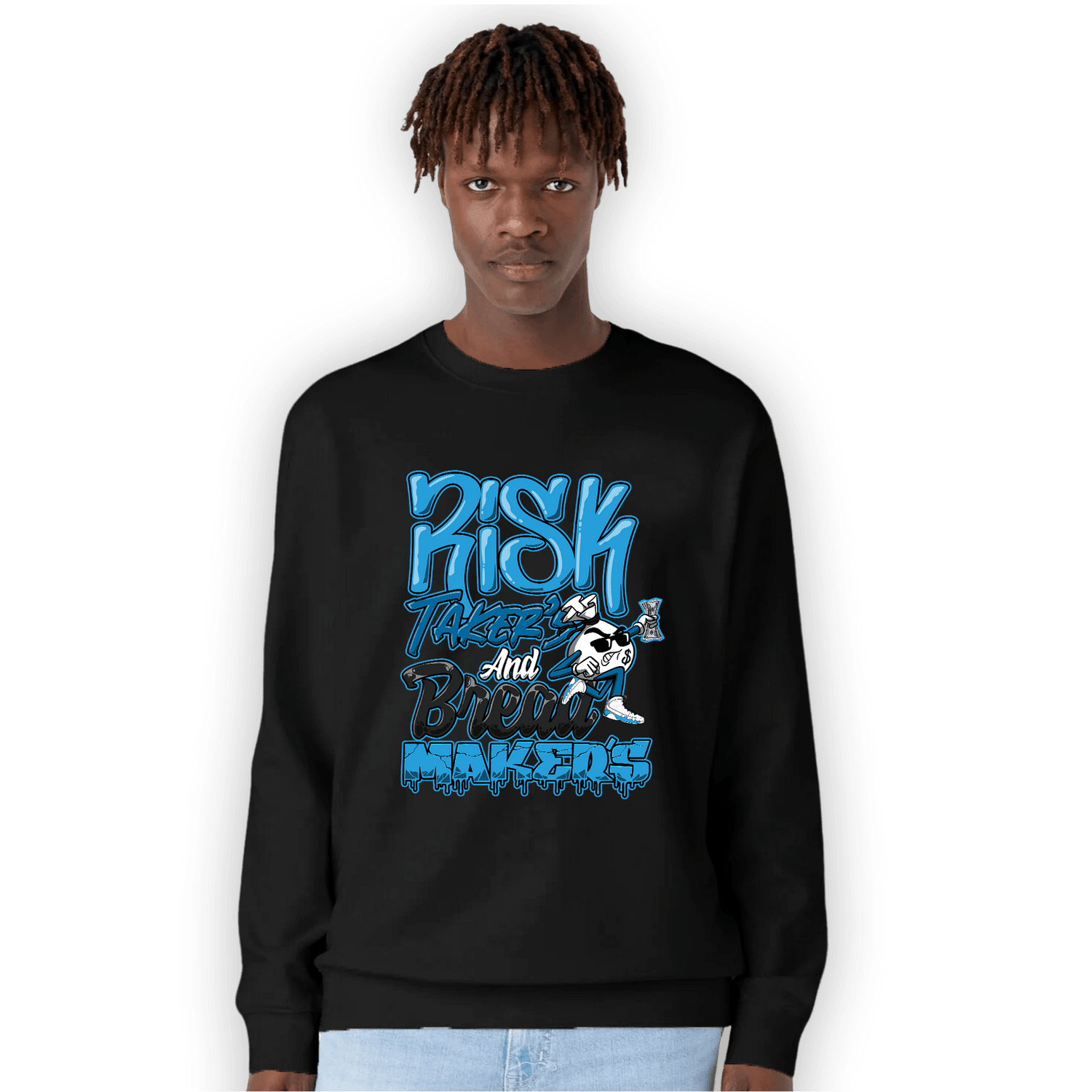 Powder Blue 9s Sweatshirt Match Making Our Bread - NastyJamz