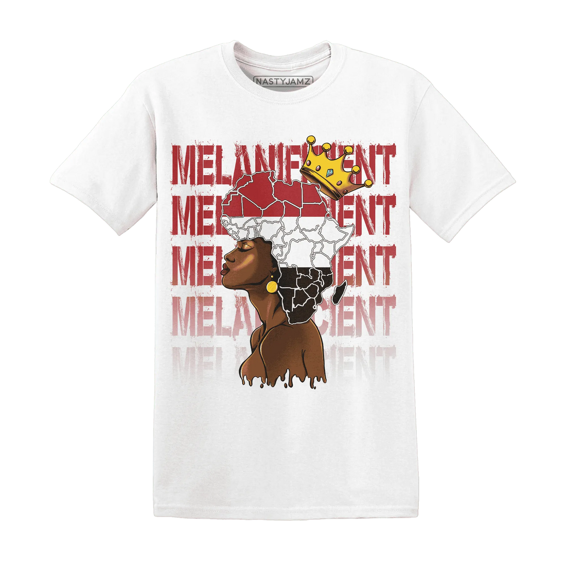 Black-Toe-Reimagined-Red-White-1s-NastyJamz-T-Shirt-Match-Melanificient