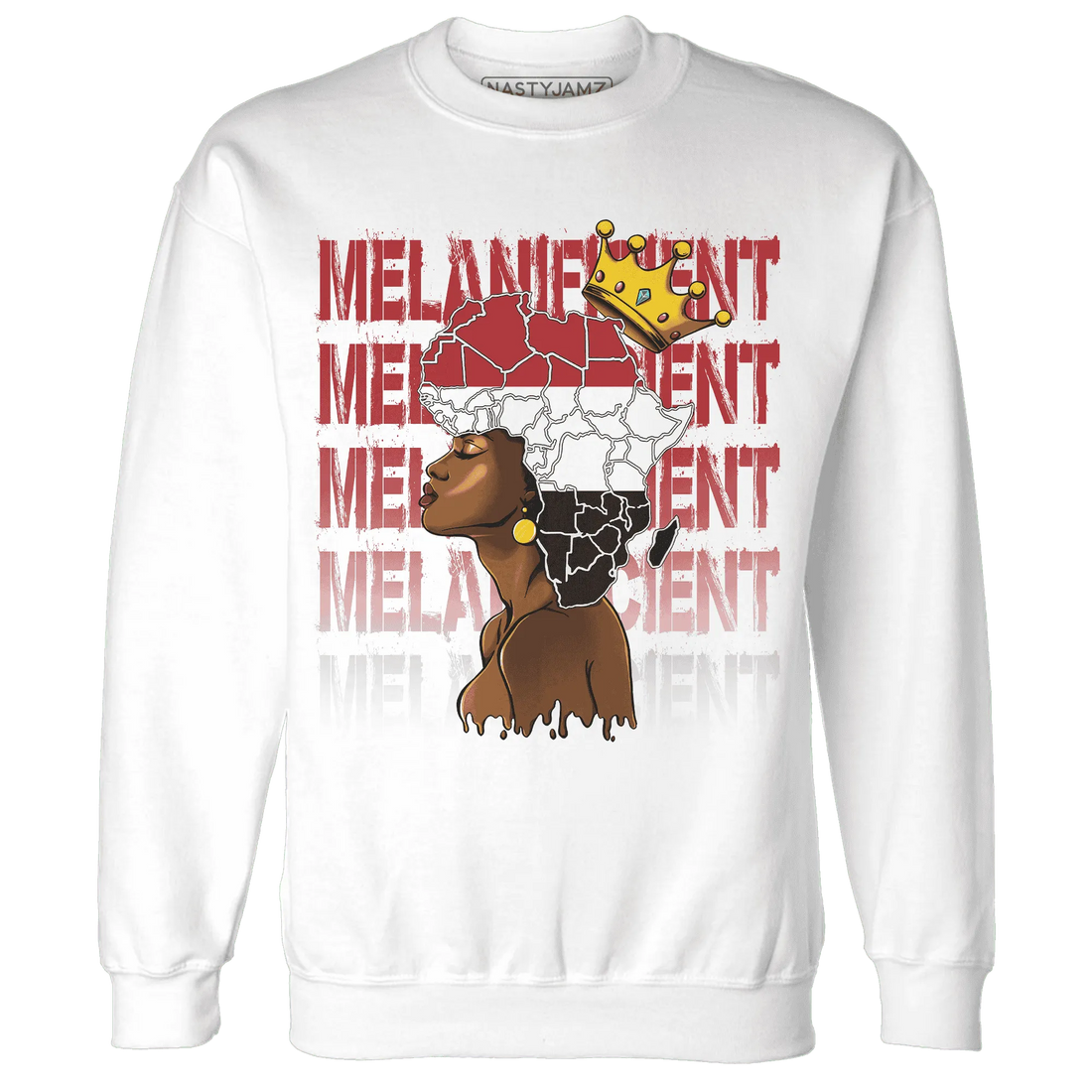 Black-Toe-Reimagined-Red-White-1s-NastyJamz-Sweatshirt-Match-Melanificient