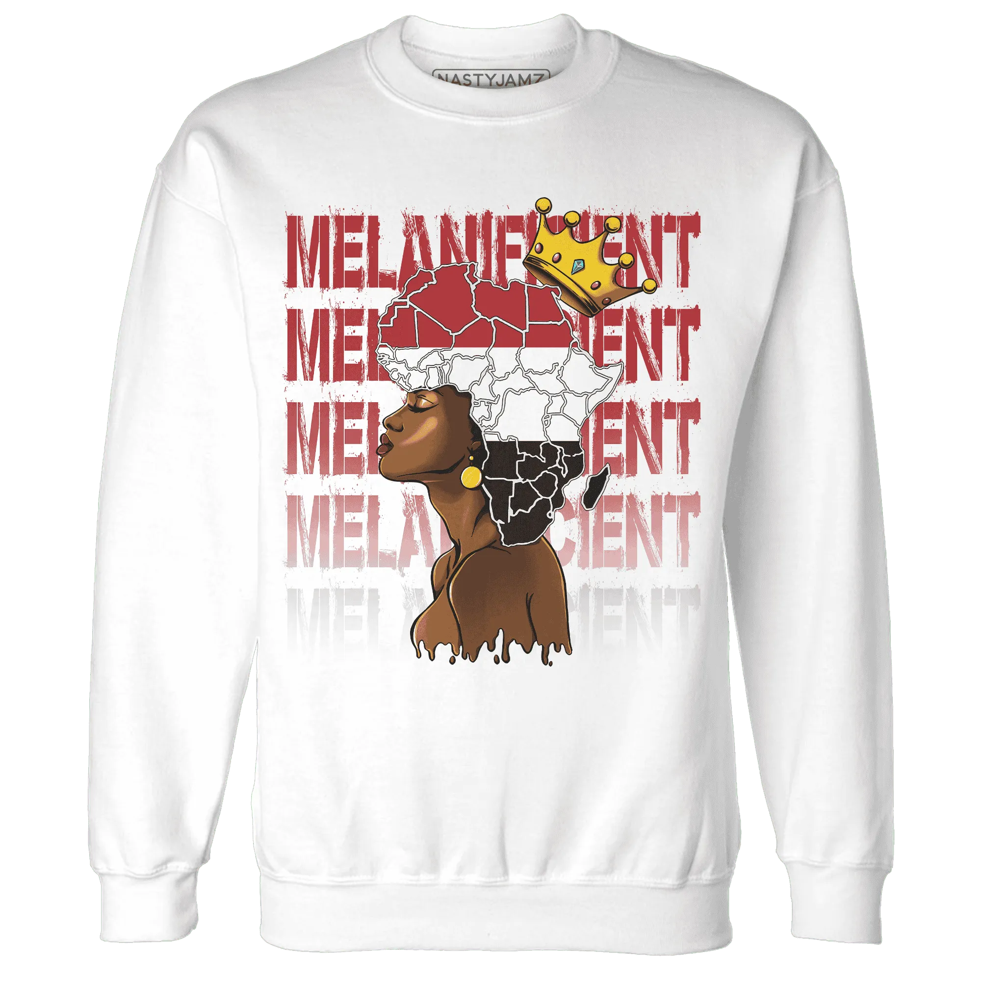 Black-Toe-Reimagined-Red-White-1s-NastyJamz-Sweatshirt-Match-Melanificient