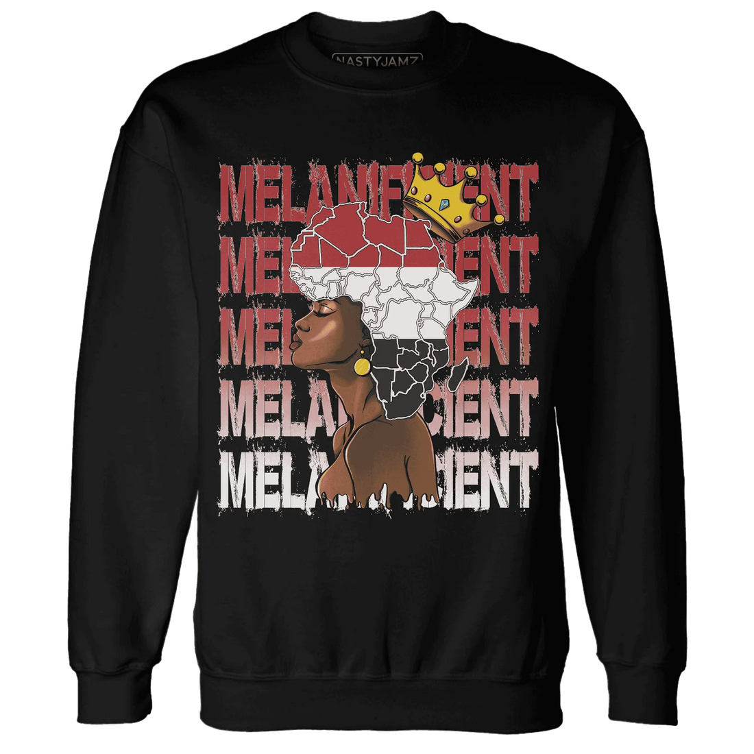 Black-Toe-Reimagined-Red-White-1s-NastyJamz-Sweatshirt-Match-Melanificient