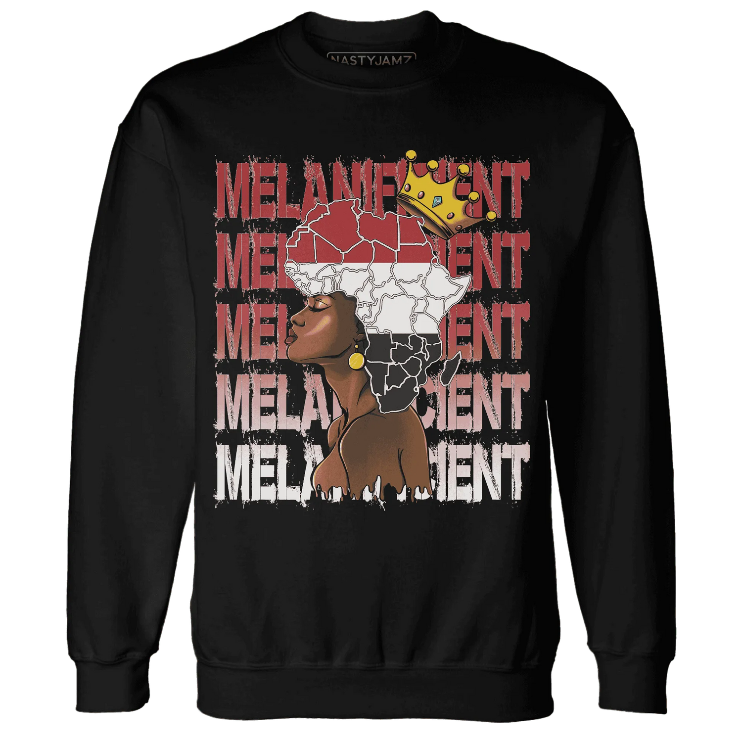 Black-Toe-Reimagined-Red-White-1s-NastyJamz-Sweatshirt-Match-Melanificient