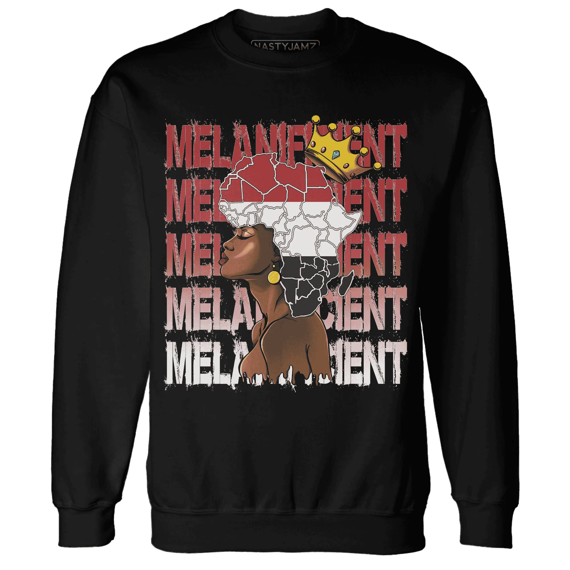 Black-Toe-Reimagined-Red-White-1s-NastyJamz-Sweatshirt-Match-Melanificient