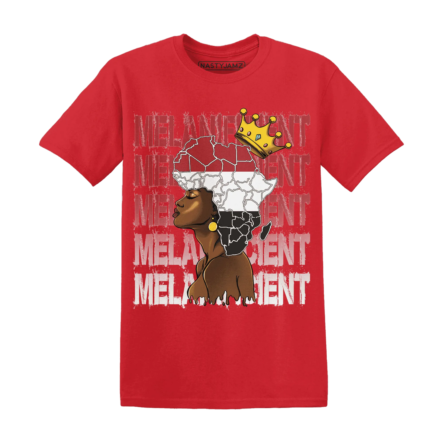Black-Toe-Reimagined-Red-White-1s-NastyJamz-T-Shirt-Match-Melanificient