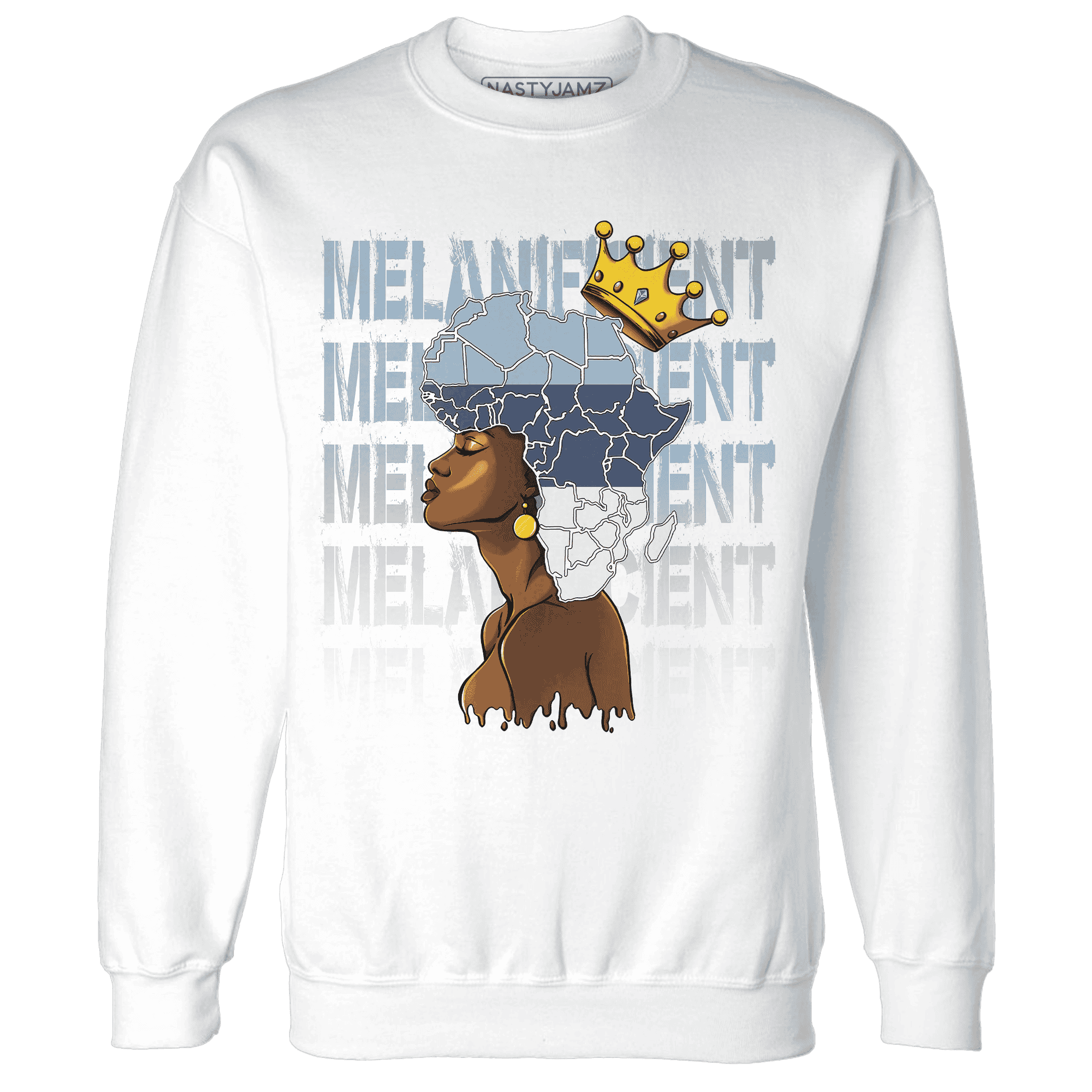 Mid Diffused Blue Grey 1s Sweatshirt Match Melanificient - NastyJamz