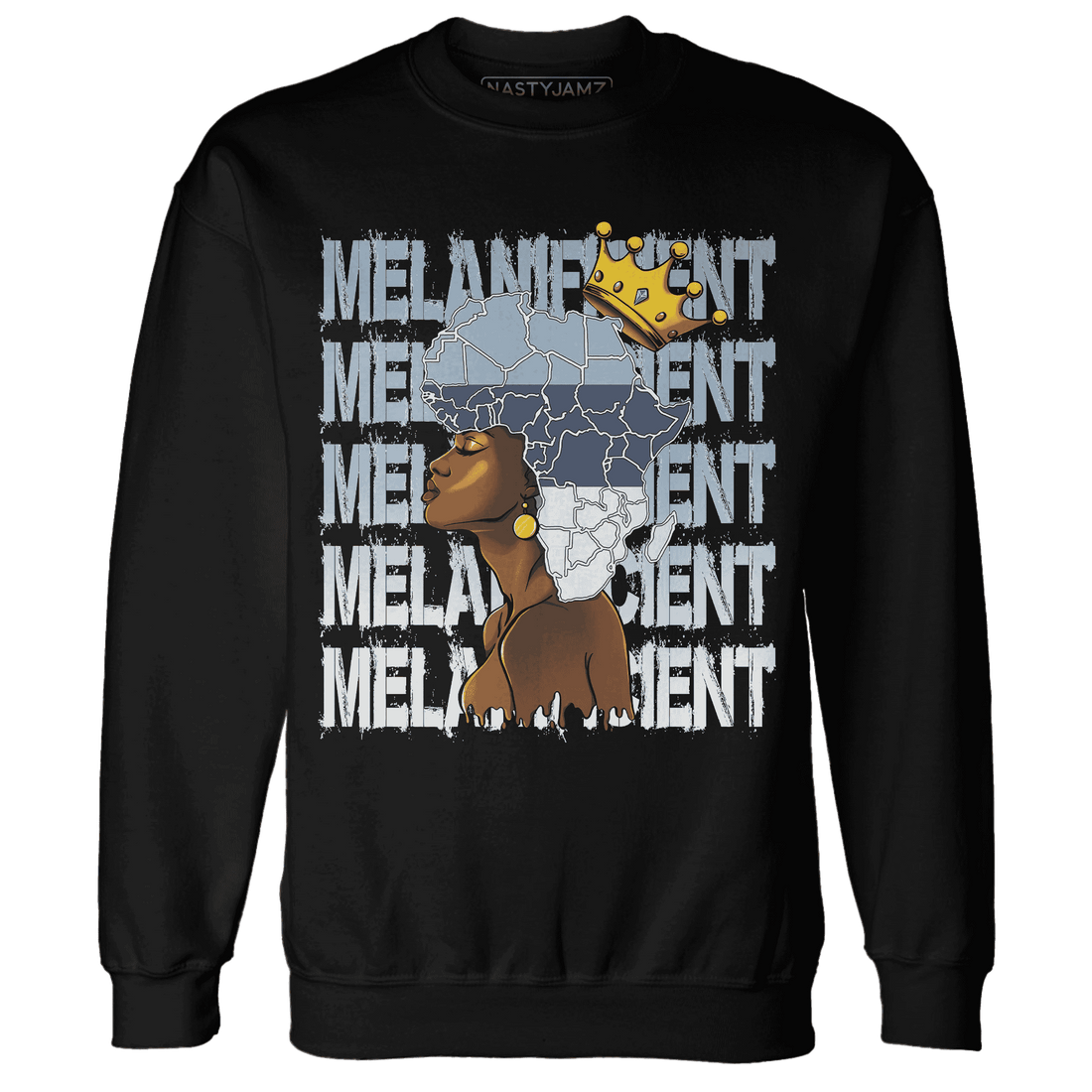 Mid Diffused Blue Grey 1s Sweatshirt Match Melanificient - NastyJamz