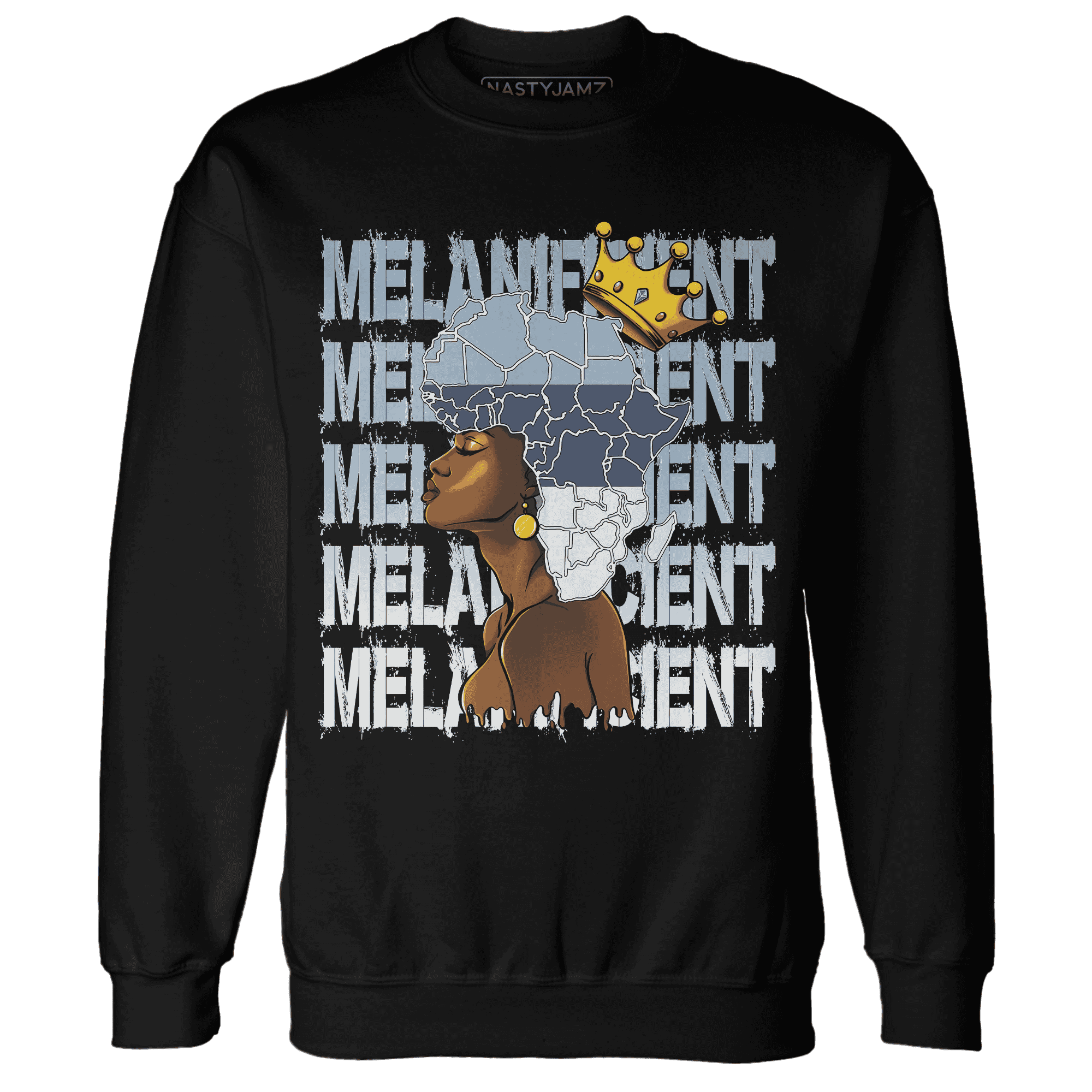 Mid Diffused Blue Grey 1s Sweatshirt Match Melanificient - NastyJamz