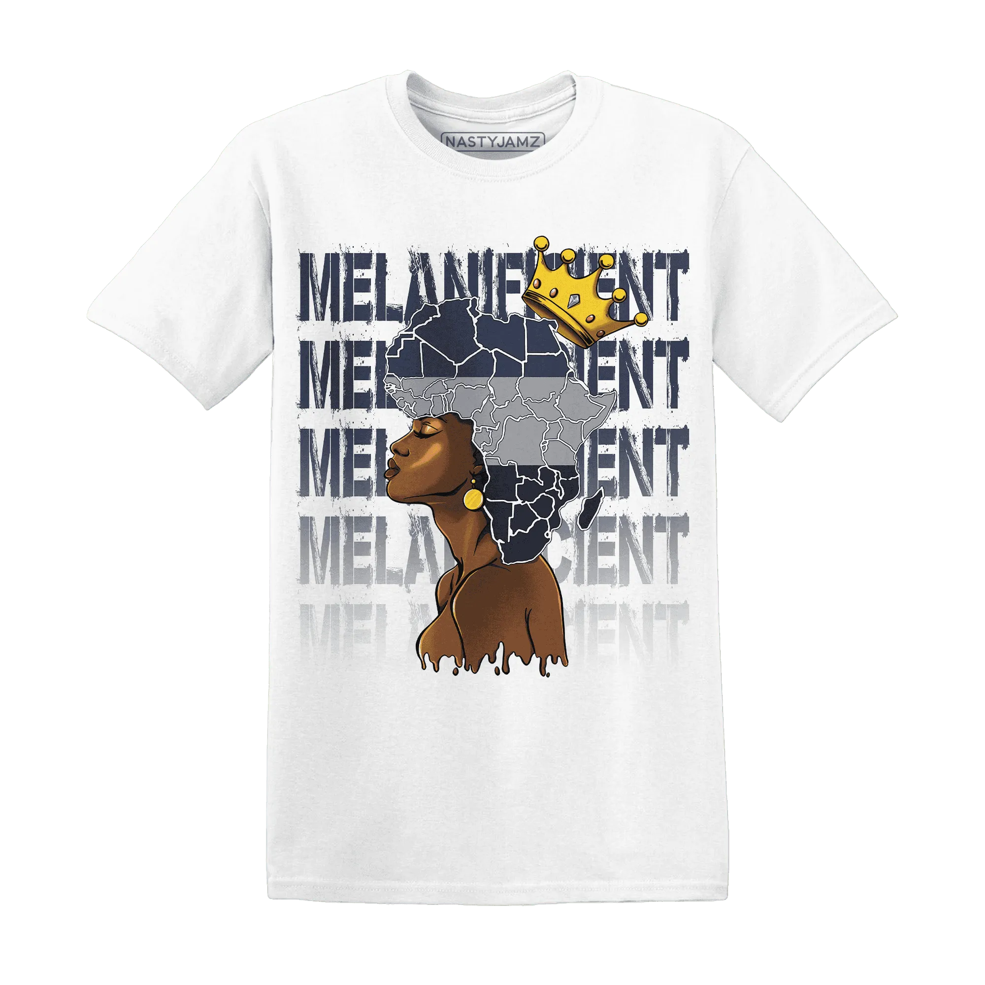 VaporMax-Plus-Midnight-Navy-White-Metallic-Silver-NastyJamz-T-Shirt-Match-Melanificient