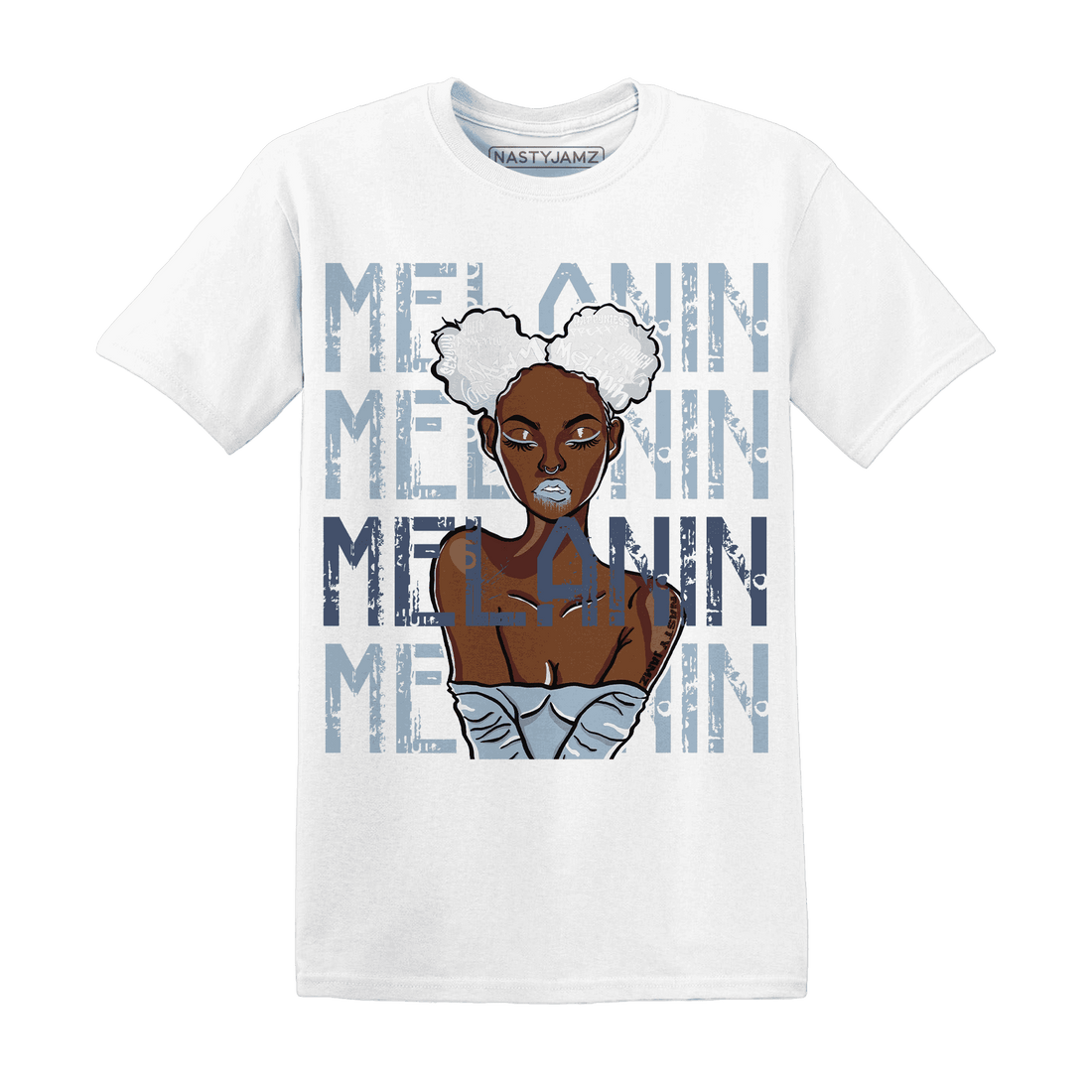 Mid Diffused Blue Grey 1s T Shirt Match Melanin Girl - NastyJamz