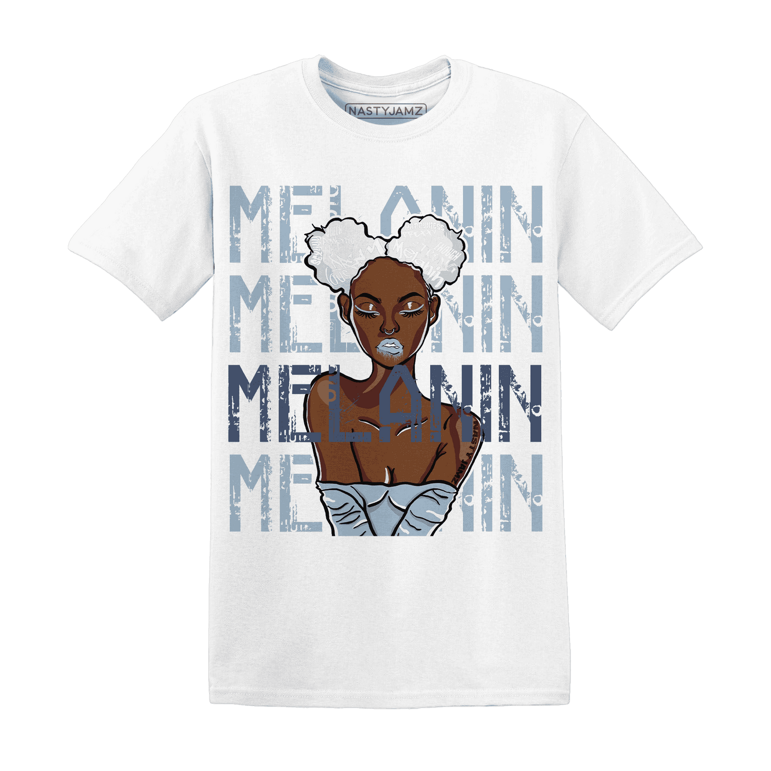 Mid Diffused Blue Grey 1s T Shirt Match Melanin Girl - NastyJamz