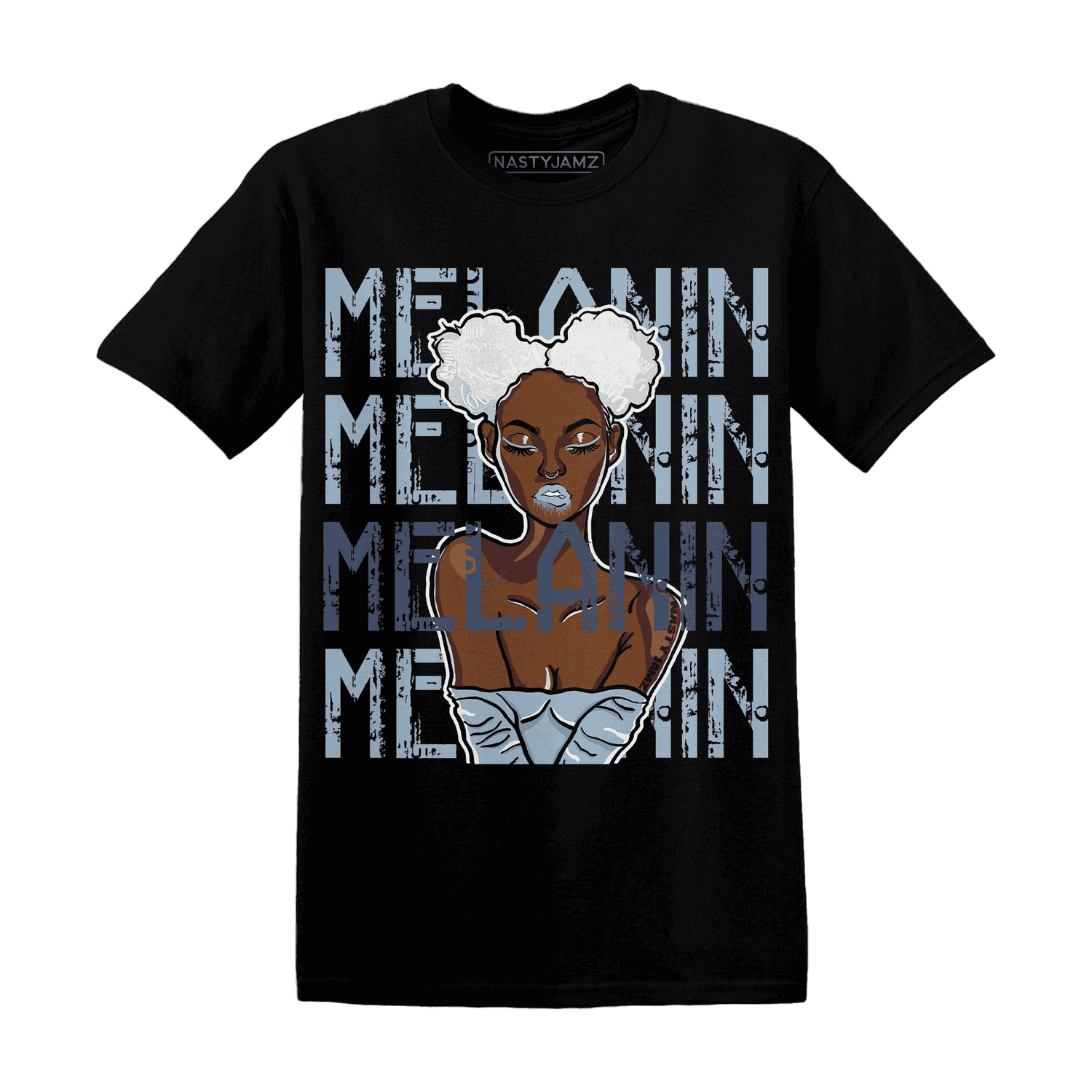 Mid Diffused Blue Grey 1s T Shirt Match Melanin Girl - NastyJamz