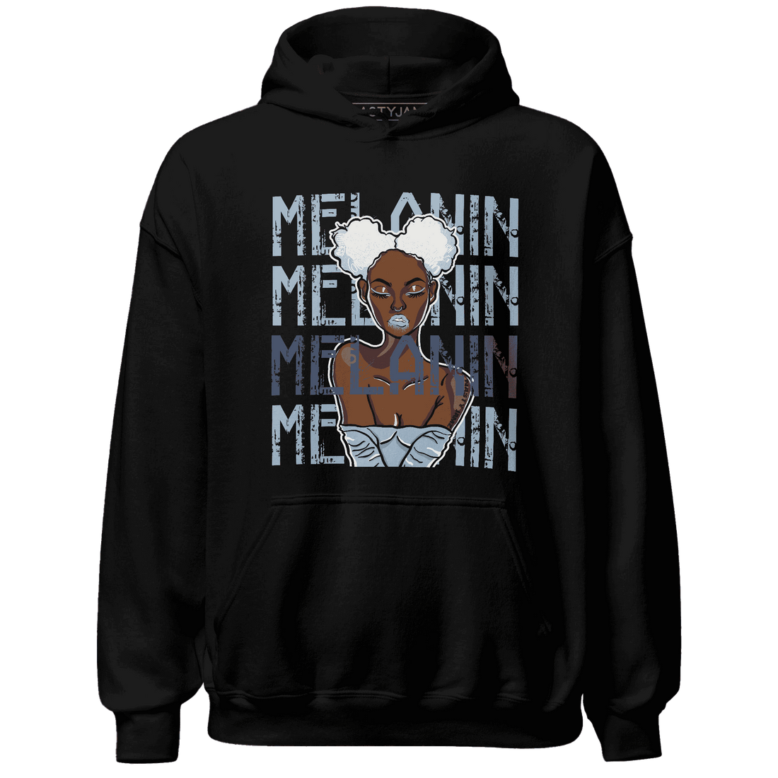 Mid Diffused Blue Grey 1s Hoodie Match Melanin Girl - NastyJamz