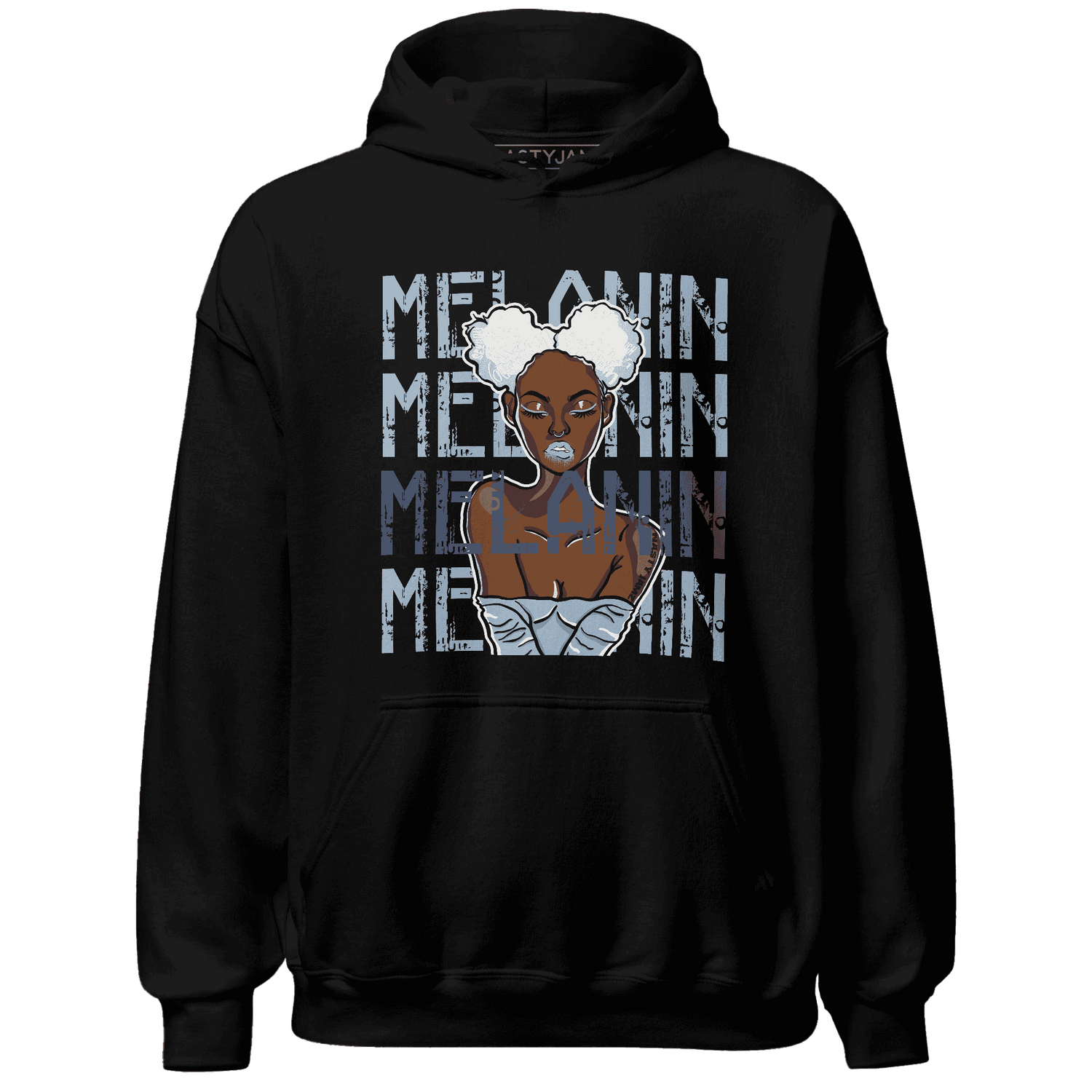 Mid Diffused Blue Grey 1s Hoodie Match Melanin Girl - NastyJamz