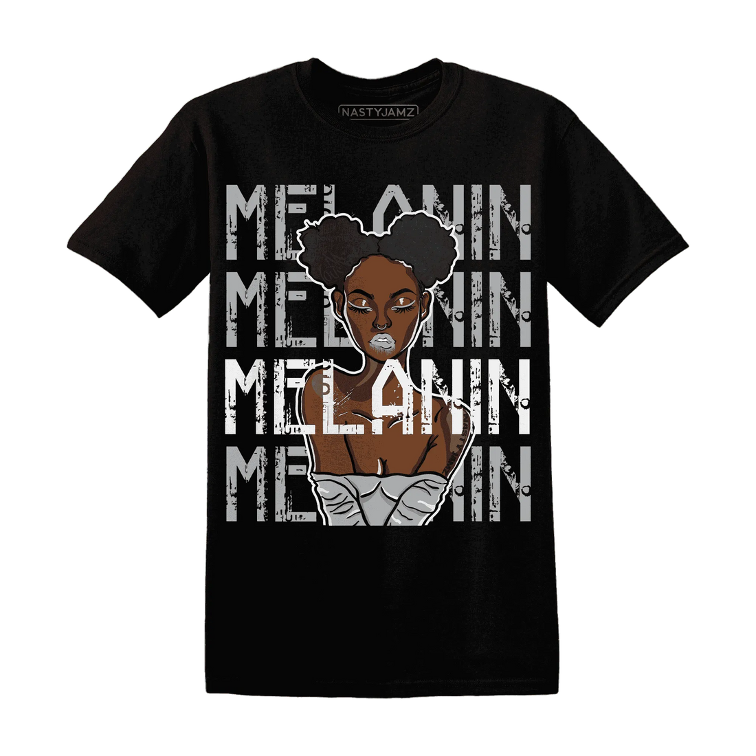 Wolf-Grey-1s-T-Shirt-Match-Melanin-Girl