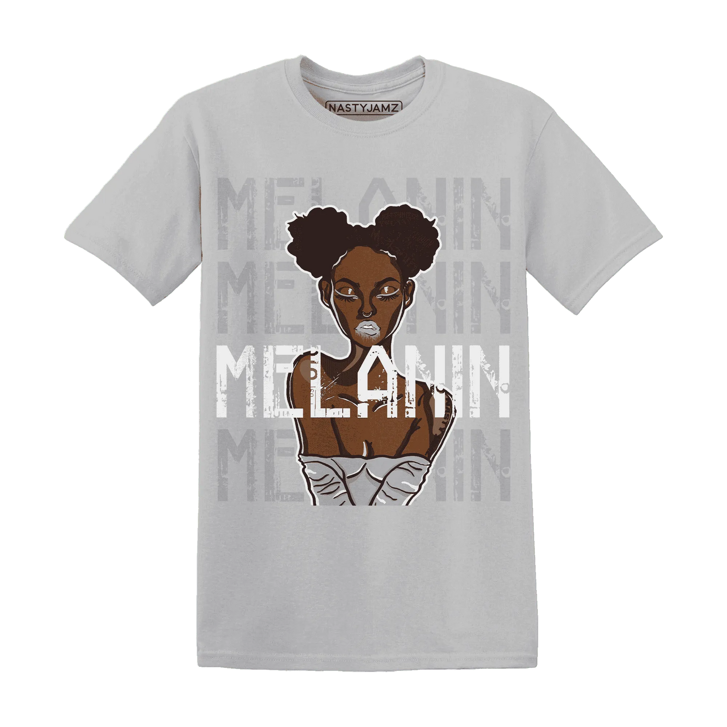 Wolf-Grey-1s-T-Shirt-Match-Melanin-Girl