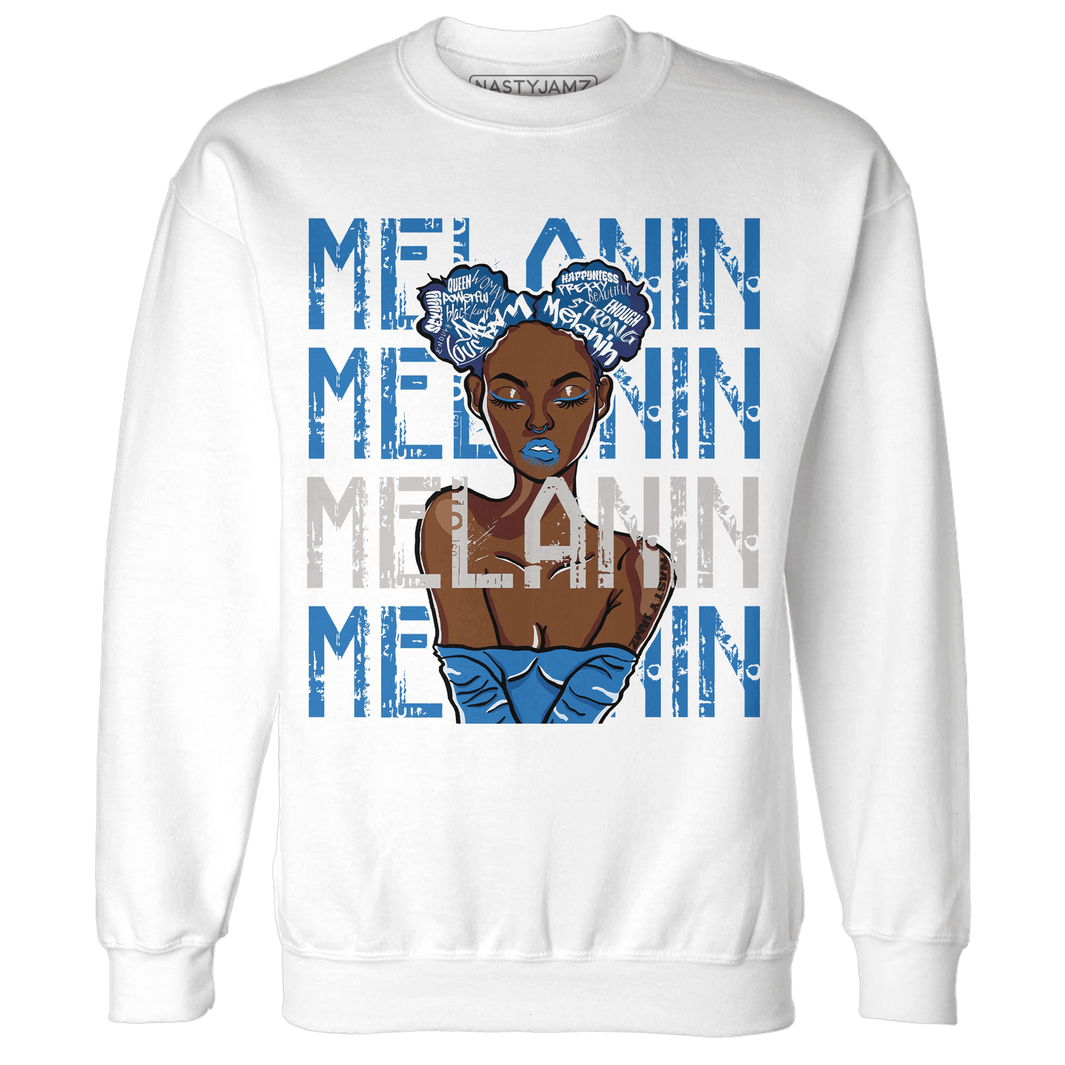 Industrial Blue 4s Sweatshirt Match Melanin Girl - NastyJamz