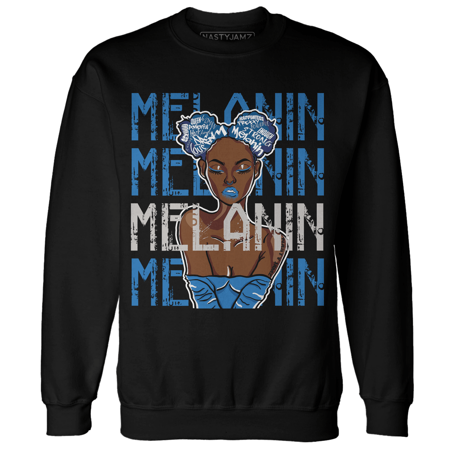 Industrial Blue 4s Sweatshirt Match Melanin Girl - NastyJamz