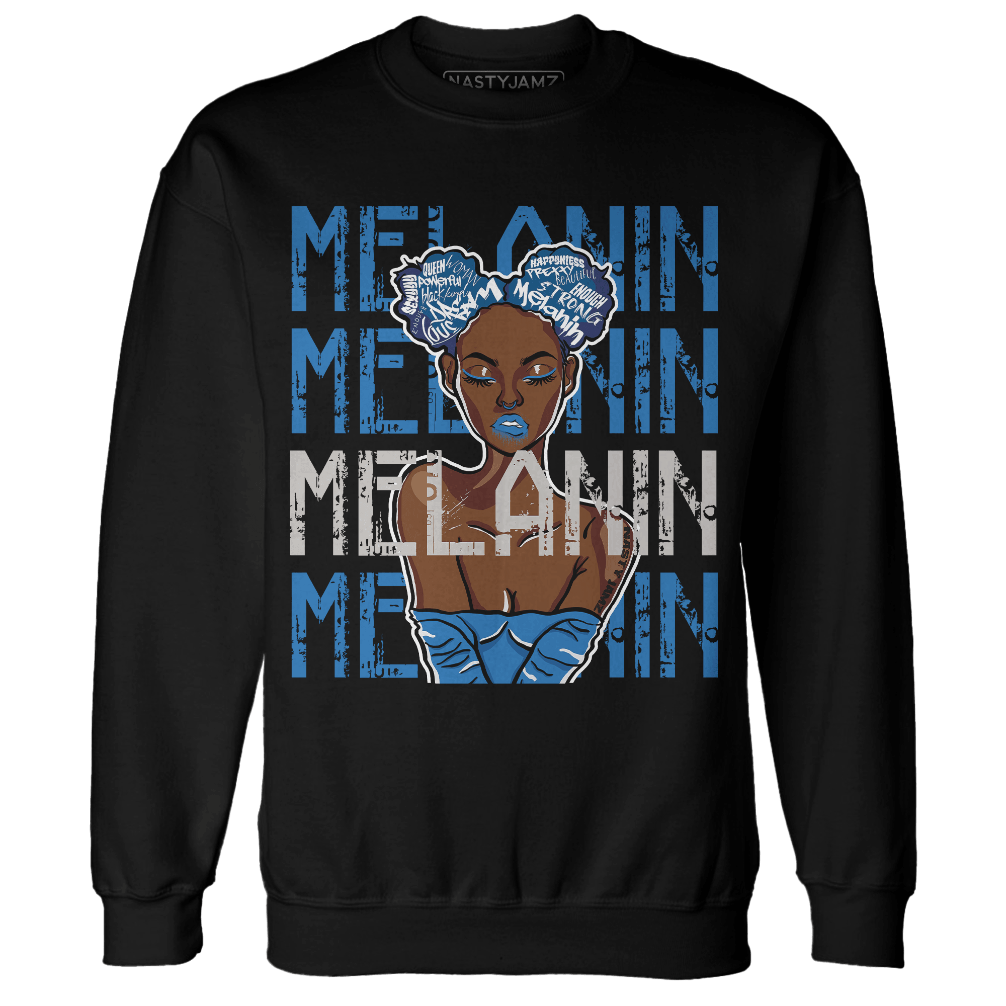 Industrial Blue 4s Sweatshirt Match Melanin Girl - NastyJamz