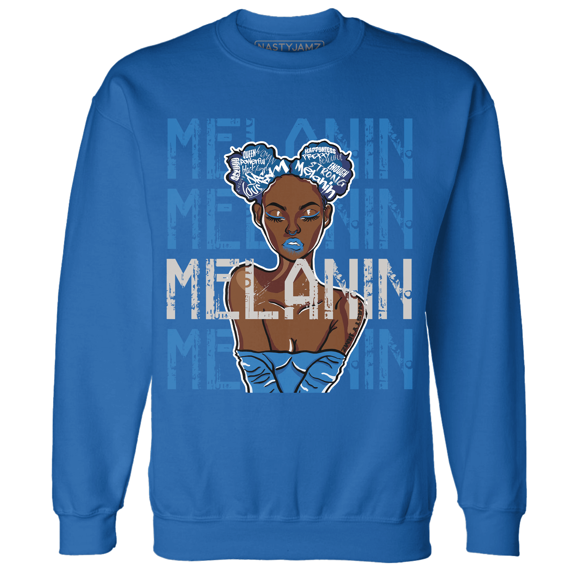 Industrial Blue 4s Sweatshirt Match Melanin Girl - NastyJamz