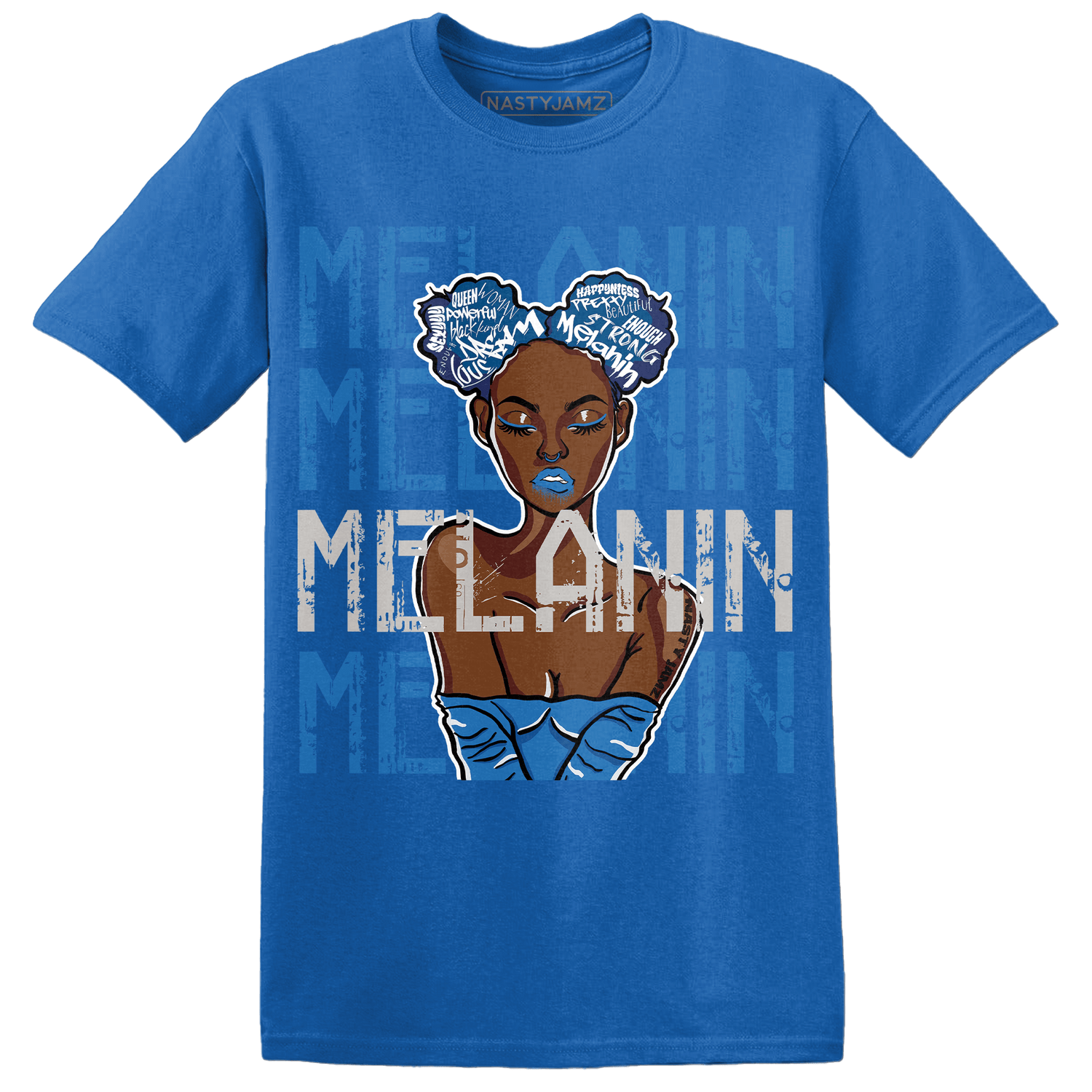 Industrial Blue 4s T Shirt Match Melanin Girl - NastyJamz