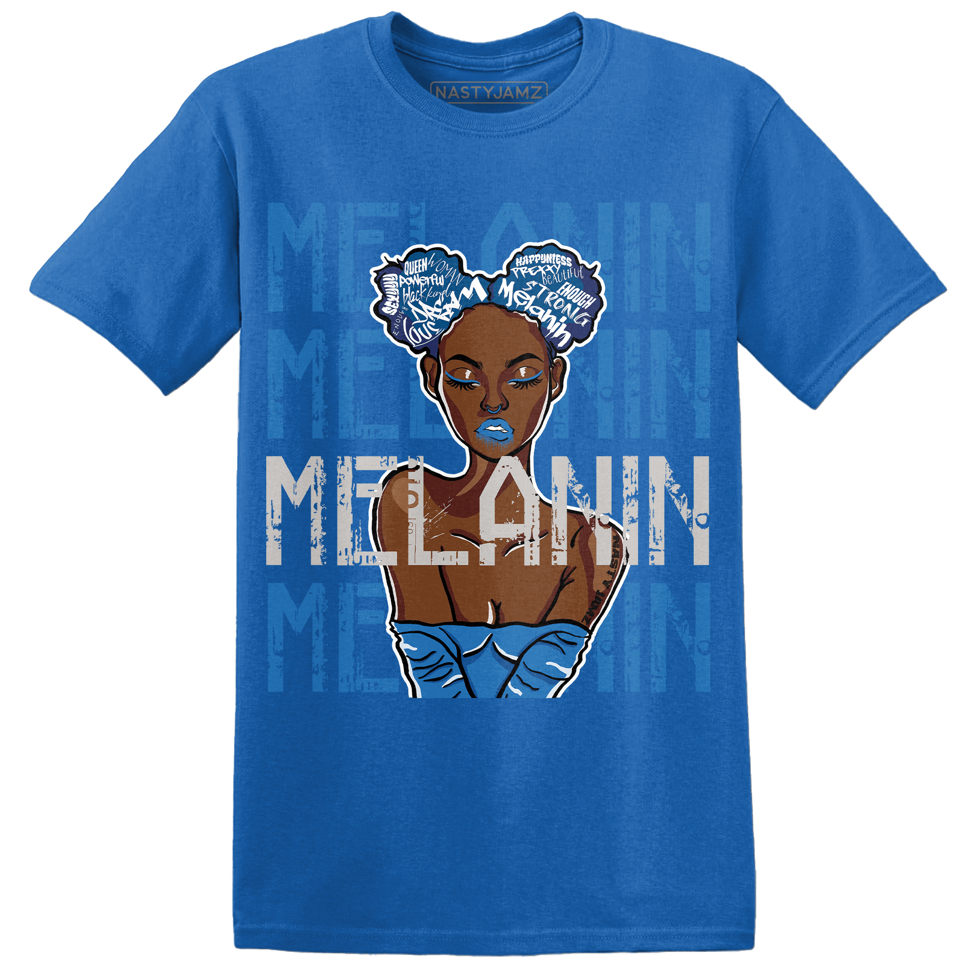 Industrial Blue 4s T Shirt Match Melanin Girl - NastyJamz