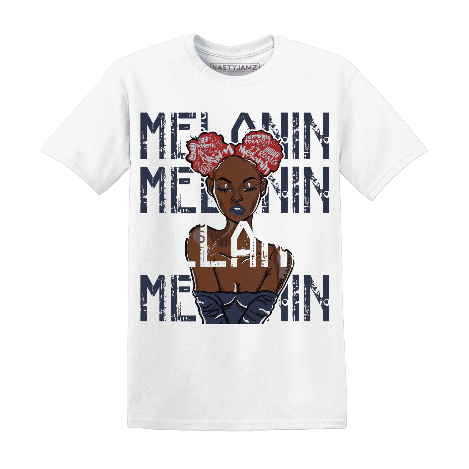 White-Navy-6s-T-Shirt-Match-Melanin-Girl