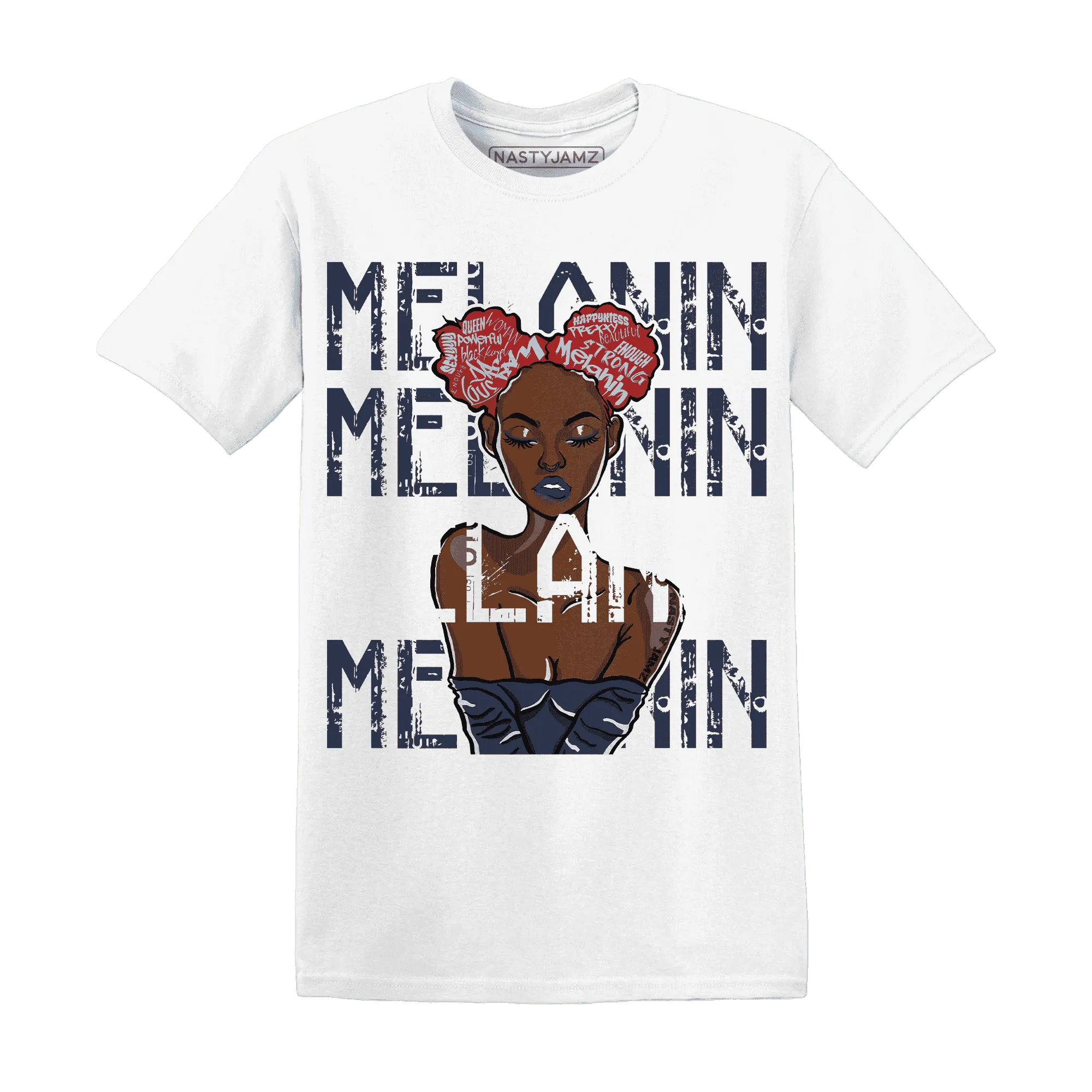 White-Navy-6s-T-Shirt-Match-Melanin-Girl